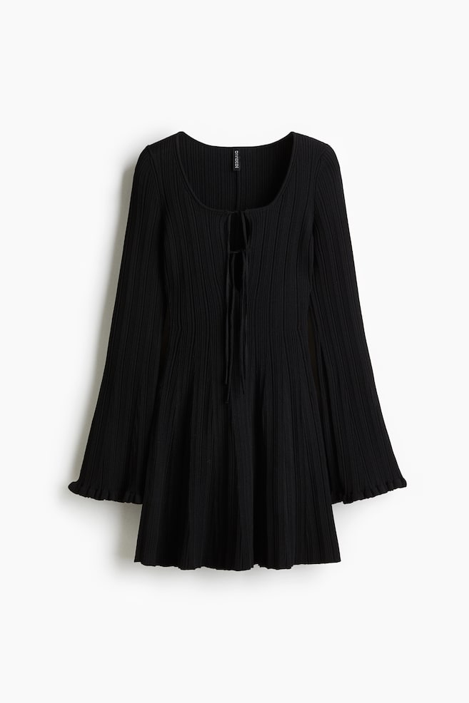 Flared dress - Black/Olive green - 1
