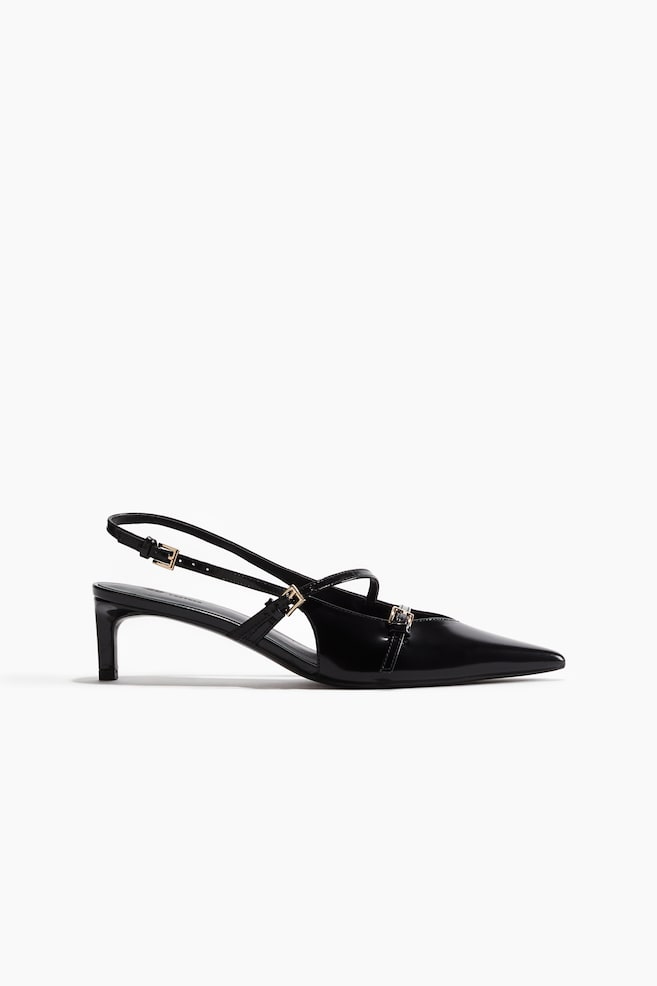 Escarpins en cuir avec bride arrière - Noir - 1
