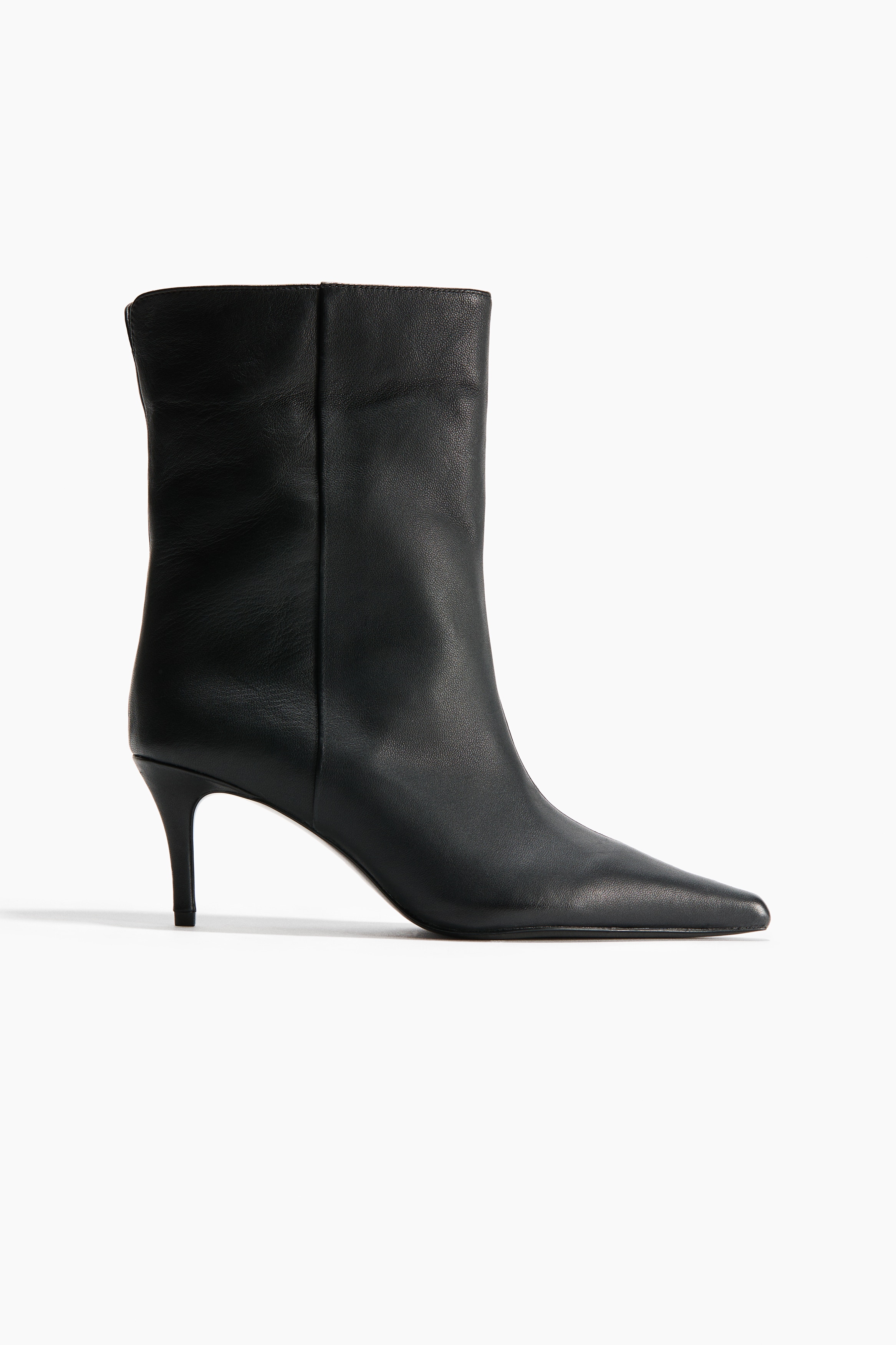 Heeled leather boots - Noir/Vert kaki foncé