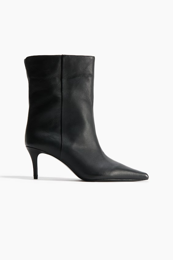 Женские ботинки H&M Heeled Leather, цвет: Чёрный