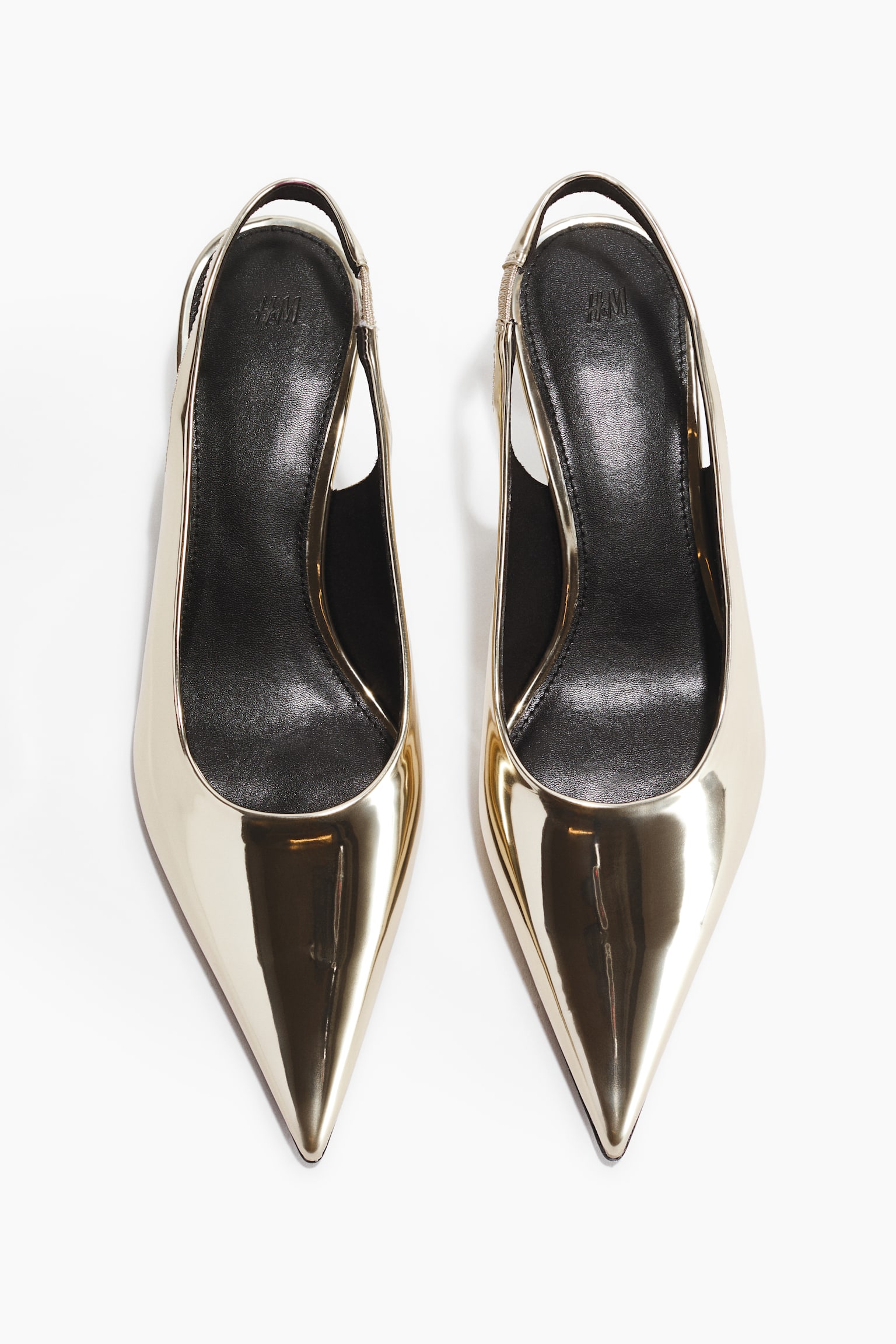 Pointed slingbacks - Gold-coloured/Black/Bright red - 3