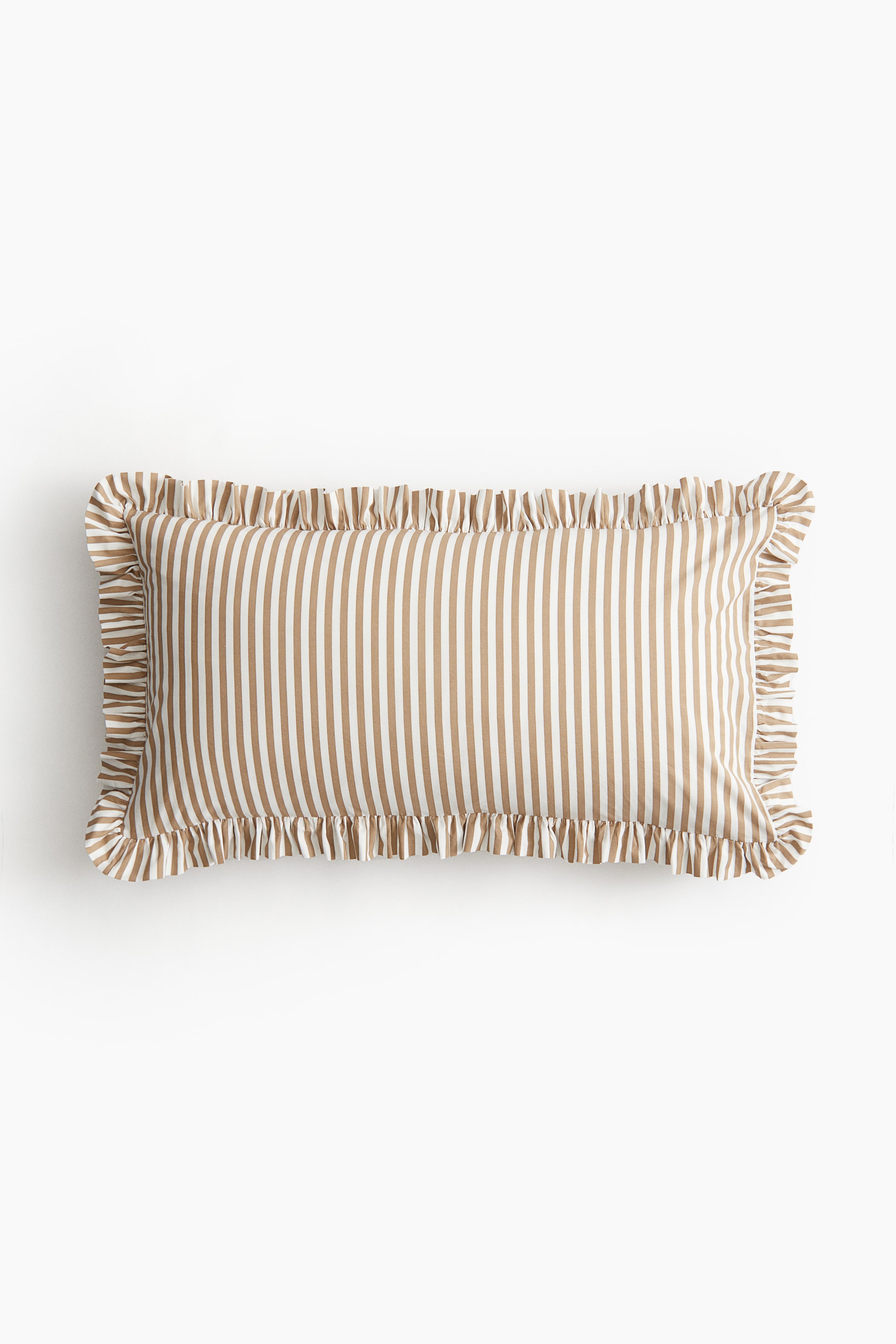 Frill-trimmed cotton cushion cover