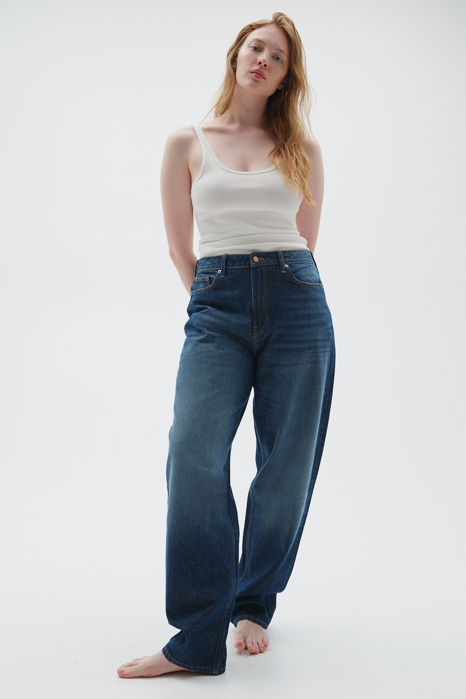 Curvy Fit Barrel High Jeans - Dark denim blue/Light denim blue/Dark denim blue/Black - 1