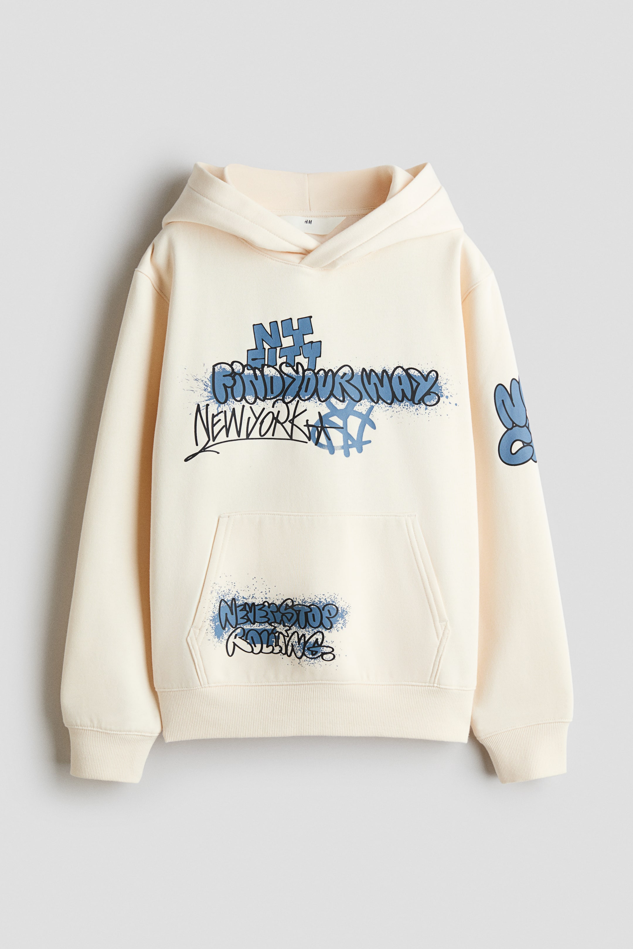 View larger image: Print-motif brushed-inside hoodie - Cream/NY City - Kids | H&M 1