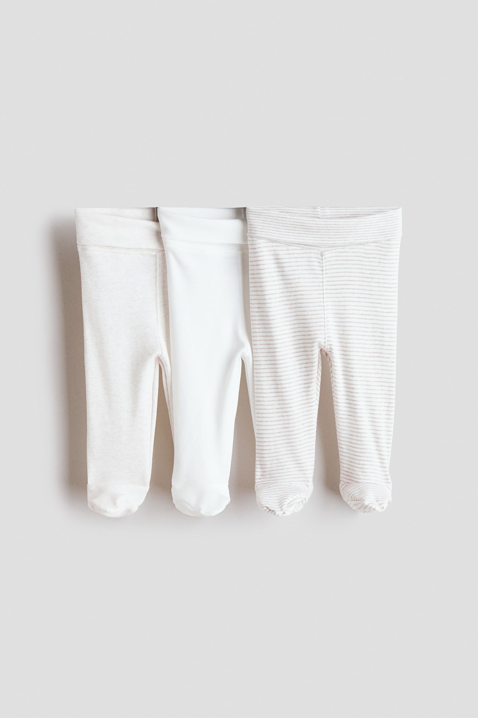 Pack de 3 polainas con cintura plegable - Beige claro/Rayas/Rosa empolvado/Lunares/Azul empolvado claro