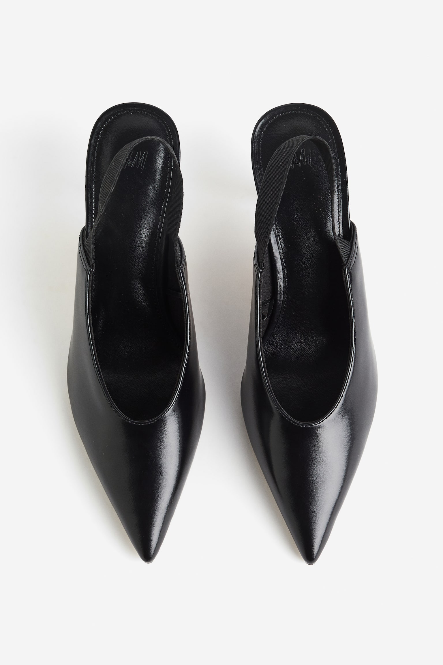 Pointed Slingback High Heels - Black - 4