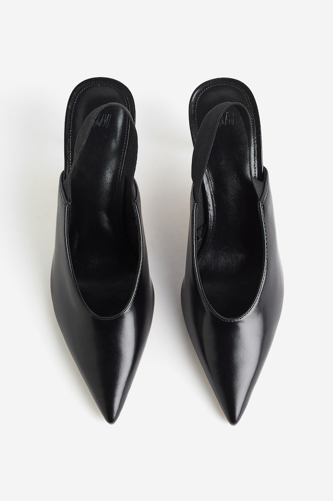 Pointed slingback court shoes - Black - 4