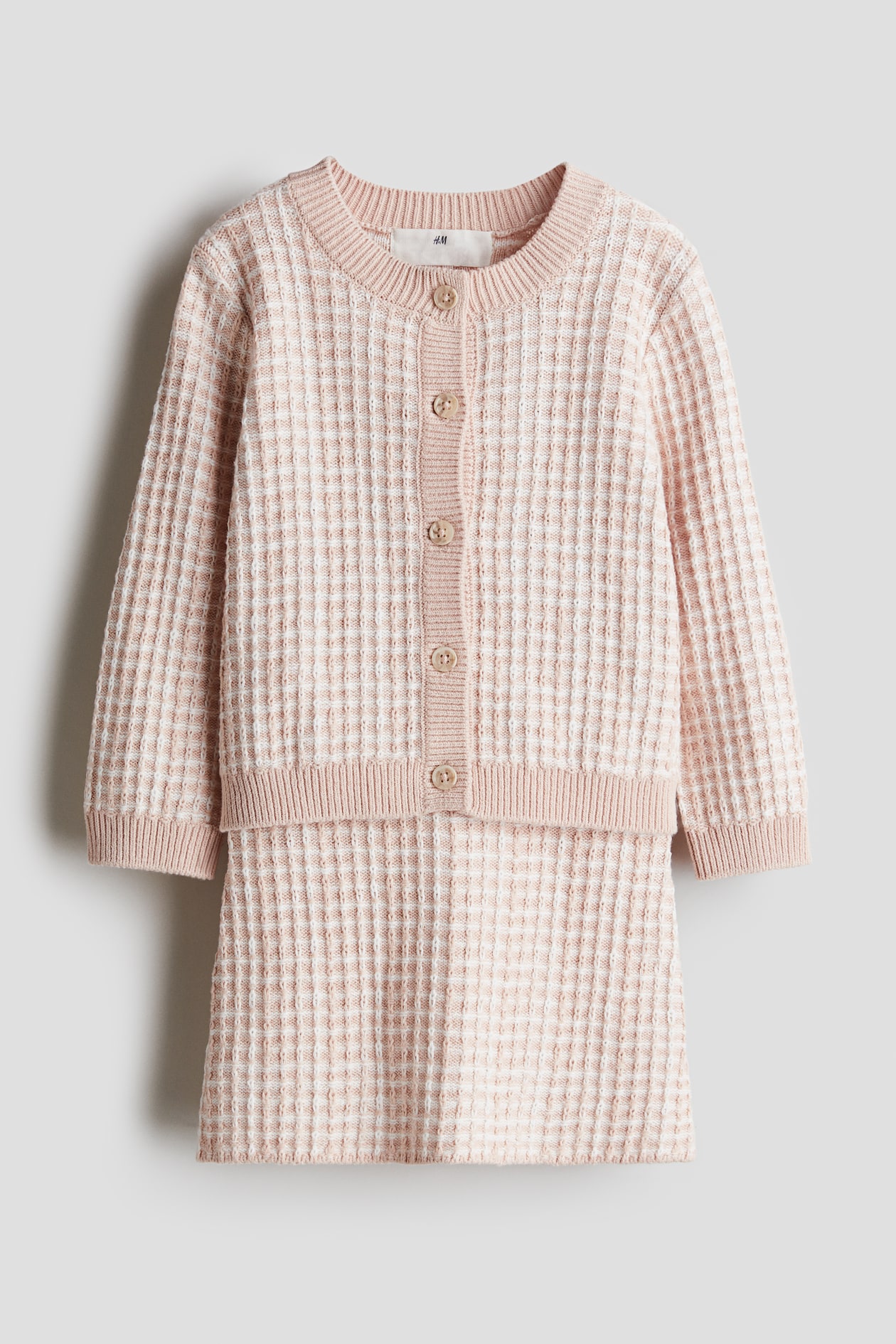 Conjunto de casaco e saia - Rosa seco/Quadrados - CRIANÇA | H&M PT