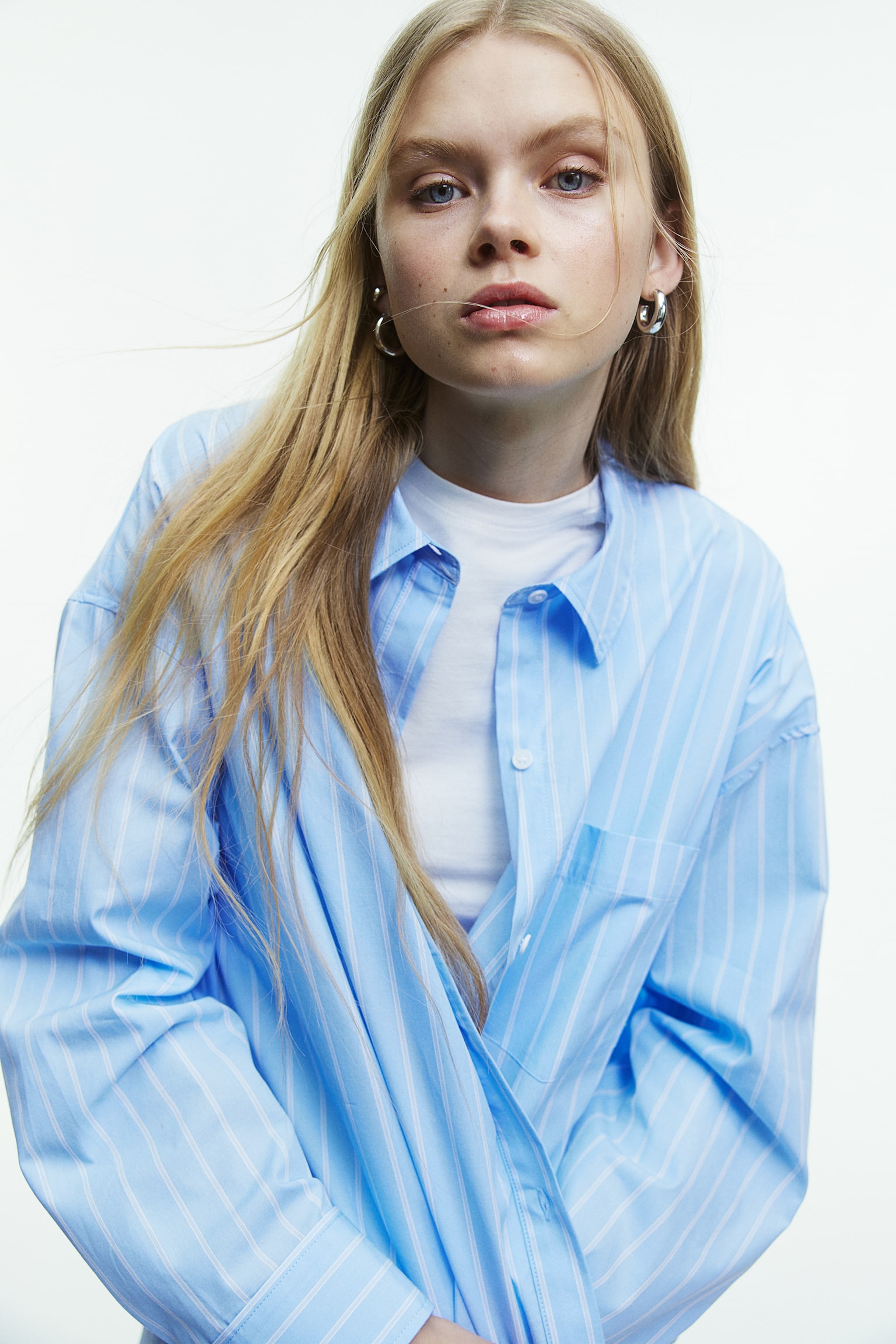 Oversized Cotton Shirt - Light blue/Black/White/Cream/Stripe/White/Pinstripe/White/Light blue/Stripe/Light blue/Check - 1