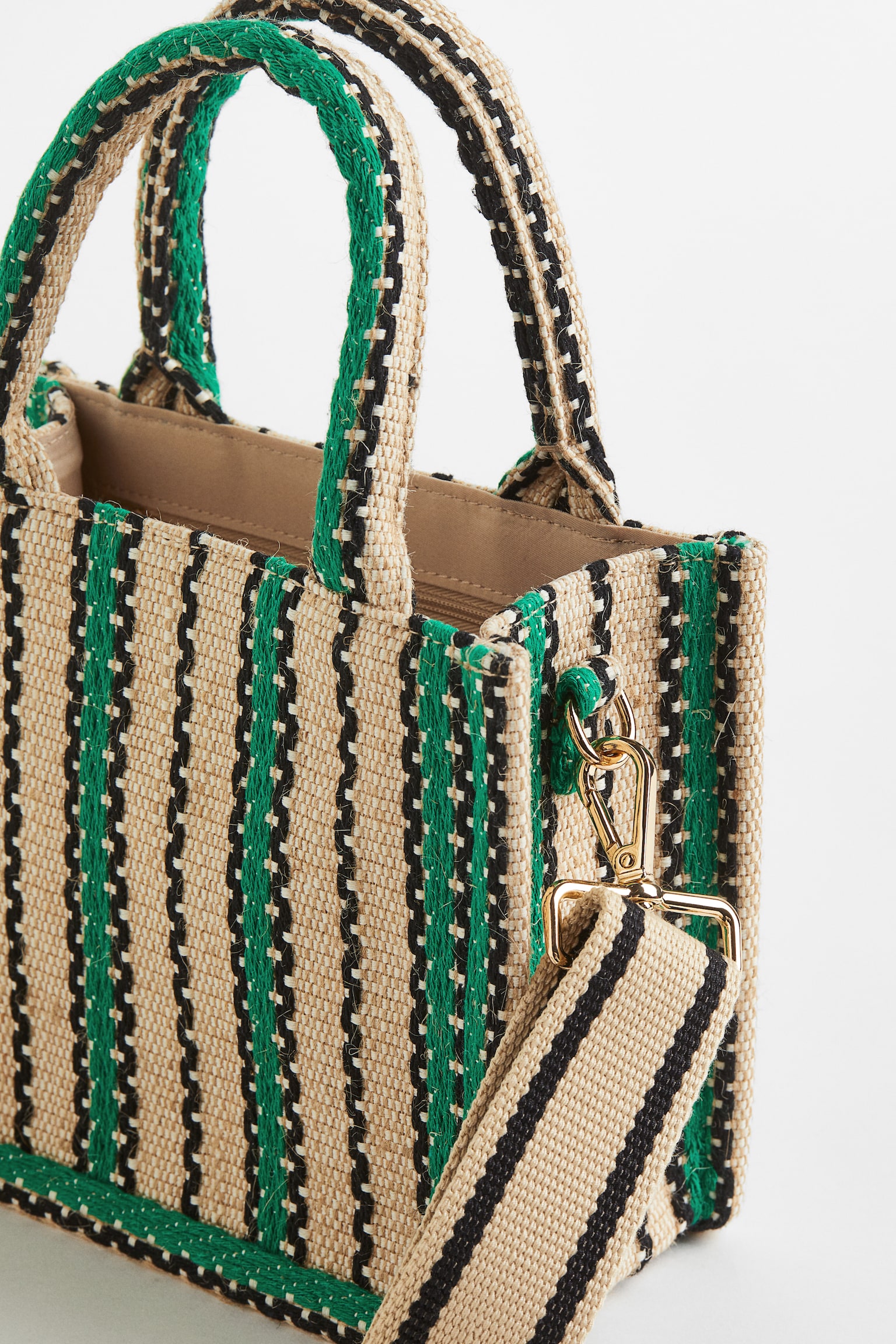 Jute Blend Mini Shopper - Green/Stripe - 4