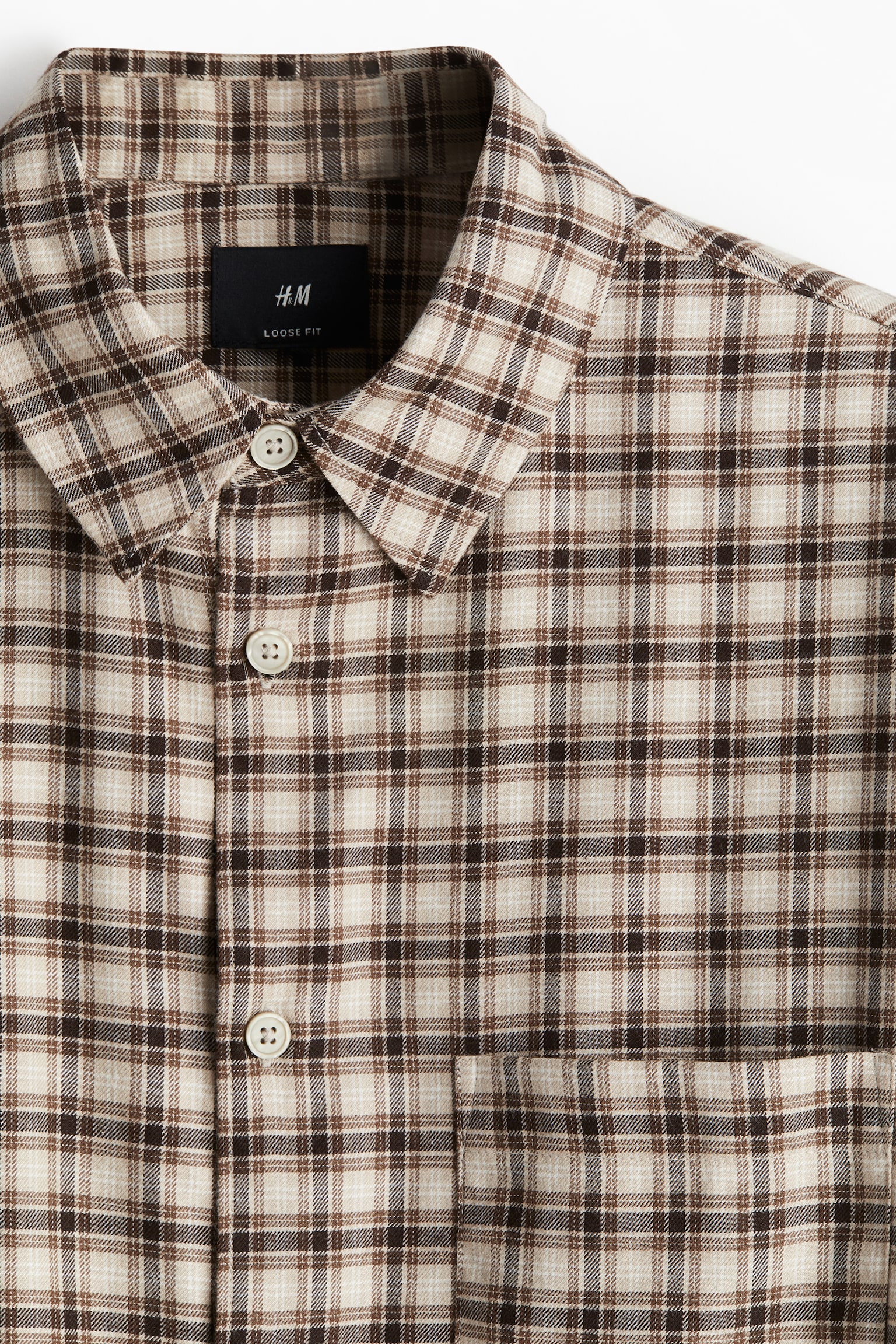 Loose Fit Shirt - Beige/Checked/Dark blue/Checked/Grey/Checked/Dark brown/Checked/Black/Checked - 4