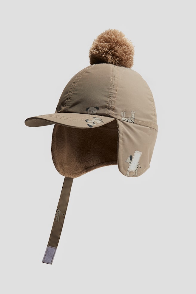 Casquette à rabats avec doublure en polar - Beige/chiens - 1
