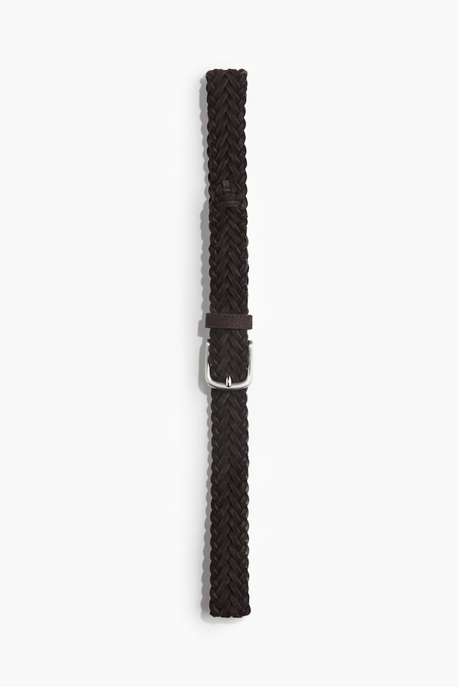 Braided leather belt - Dark brown/Light beige - 1