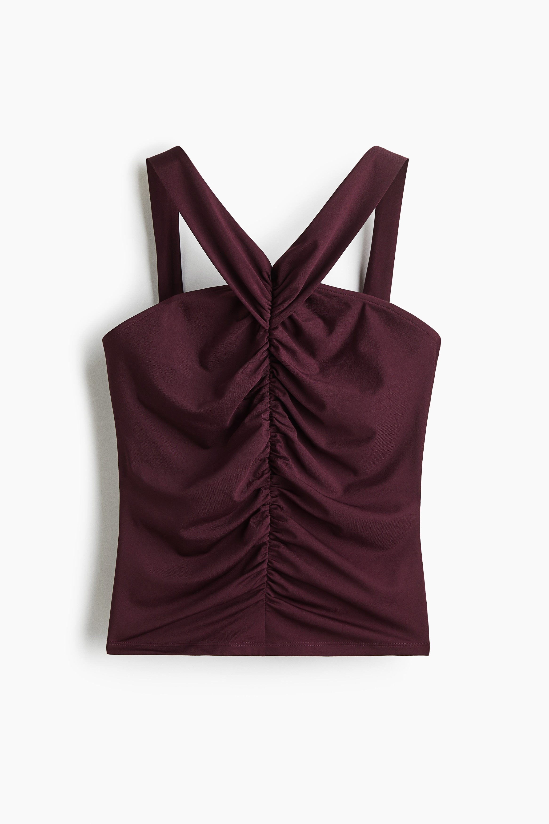 Gerafftes Top - Weinrot/Schwarz/Helles Mattrosa