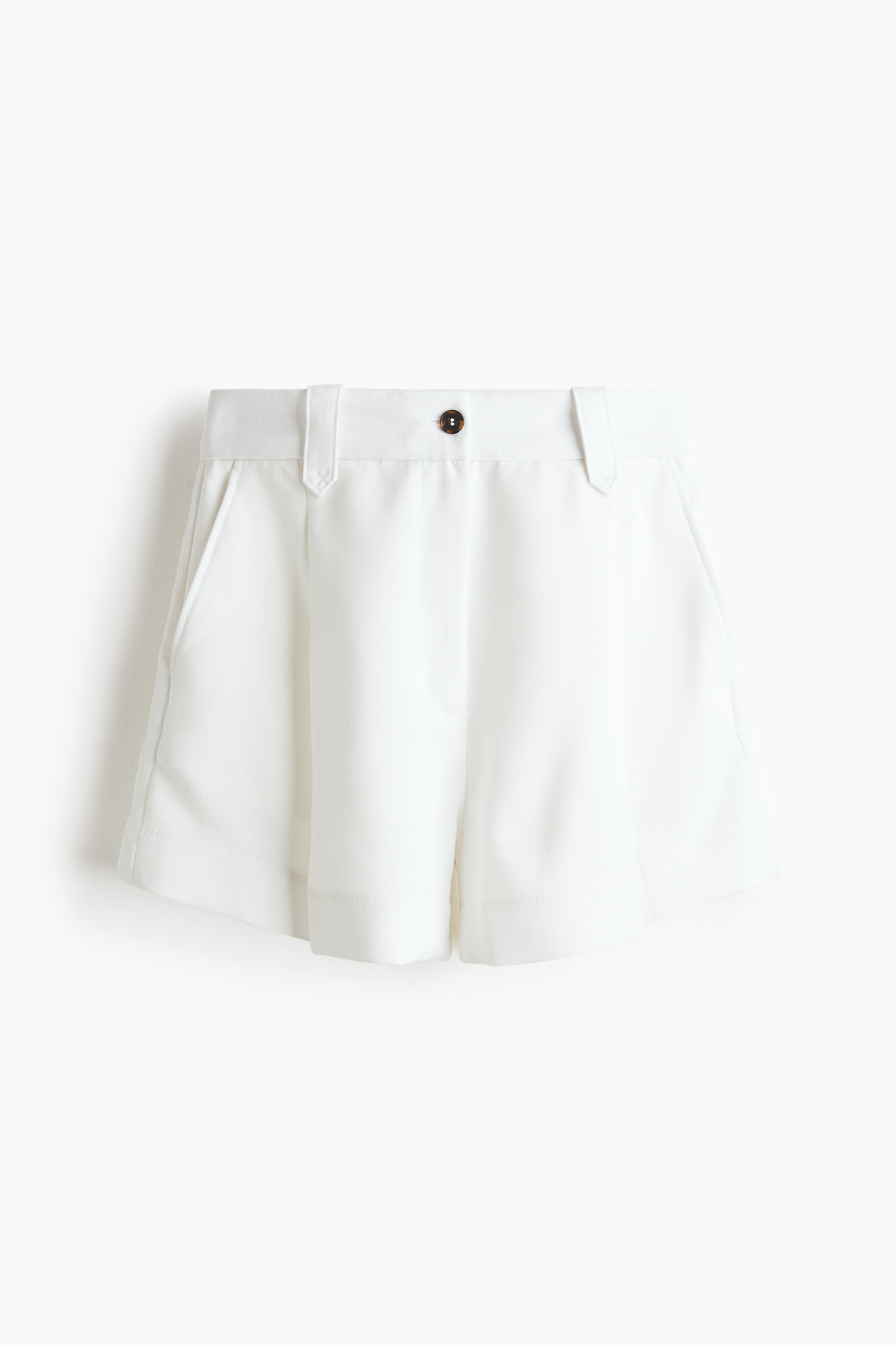 Pleat-front shorts - White/Black/Rust brown
