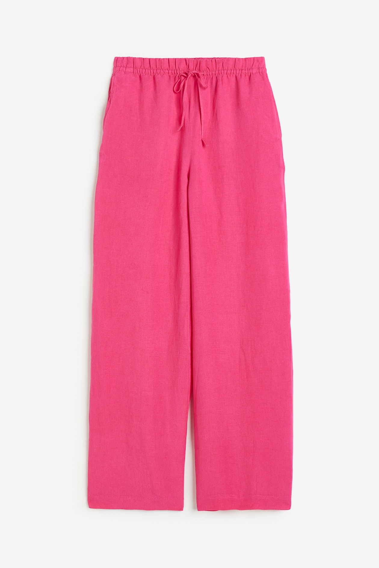 Linen-blend Pull-on Pants - High waist - Long - Cerise - Ladies | H&M US