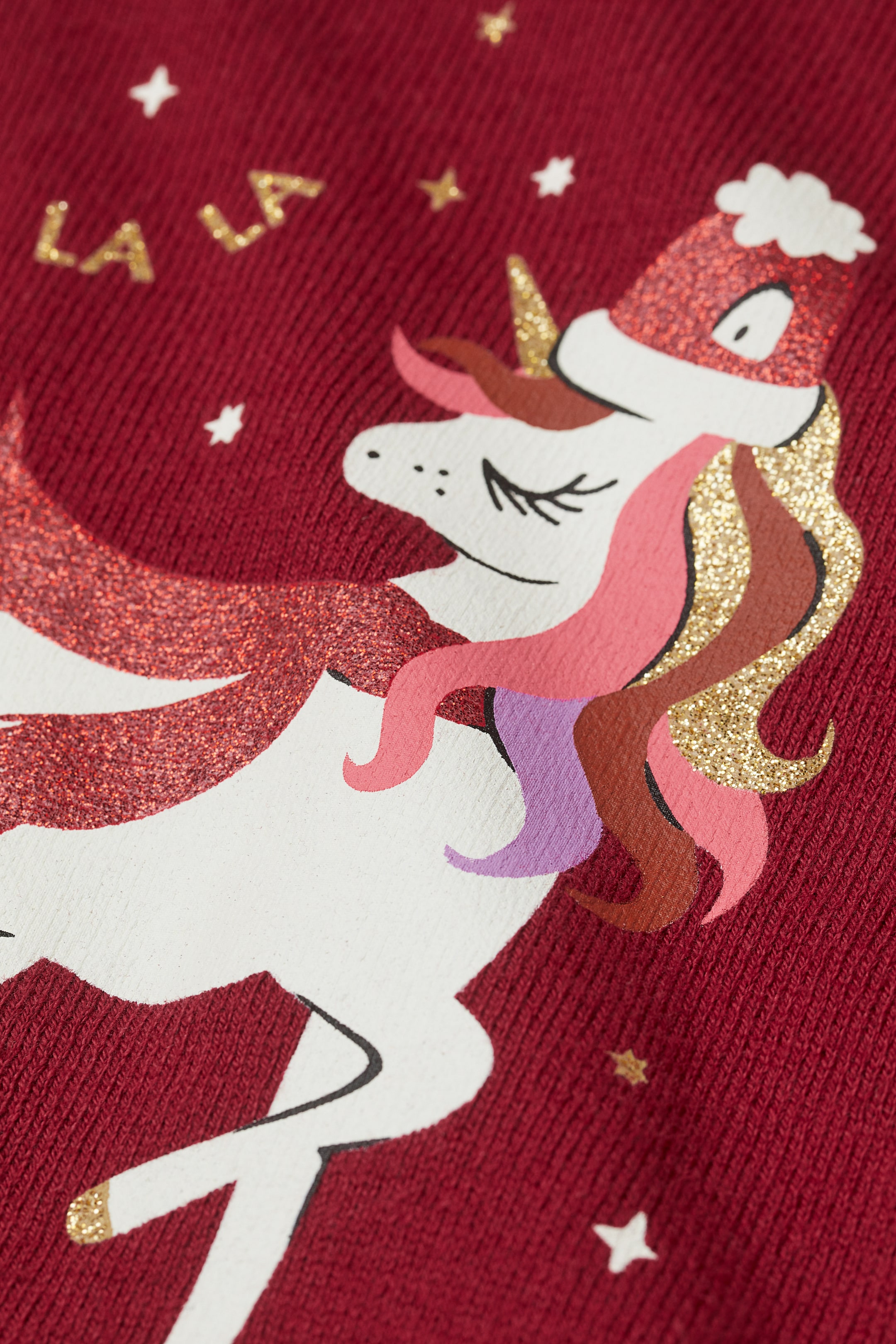 Näytä suurempi kuva: Puuvillaneule - Tummanpunainen/Yksisarvinen - Kids | H&M FI 2