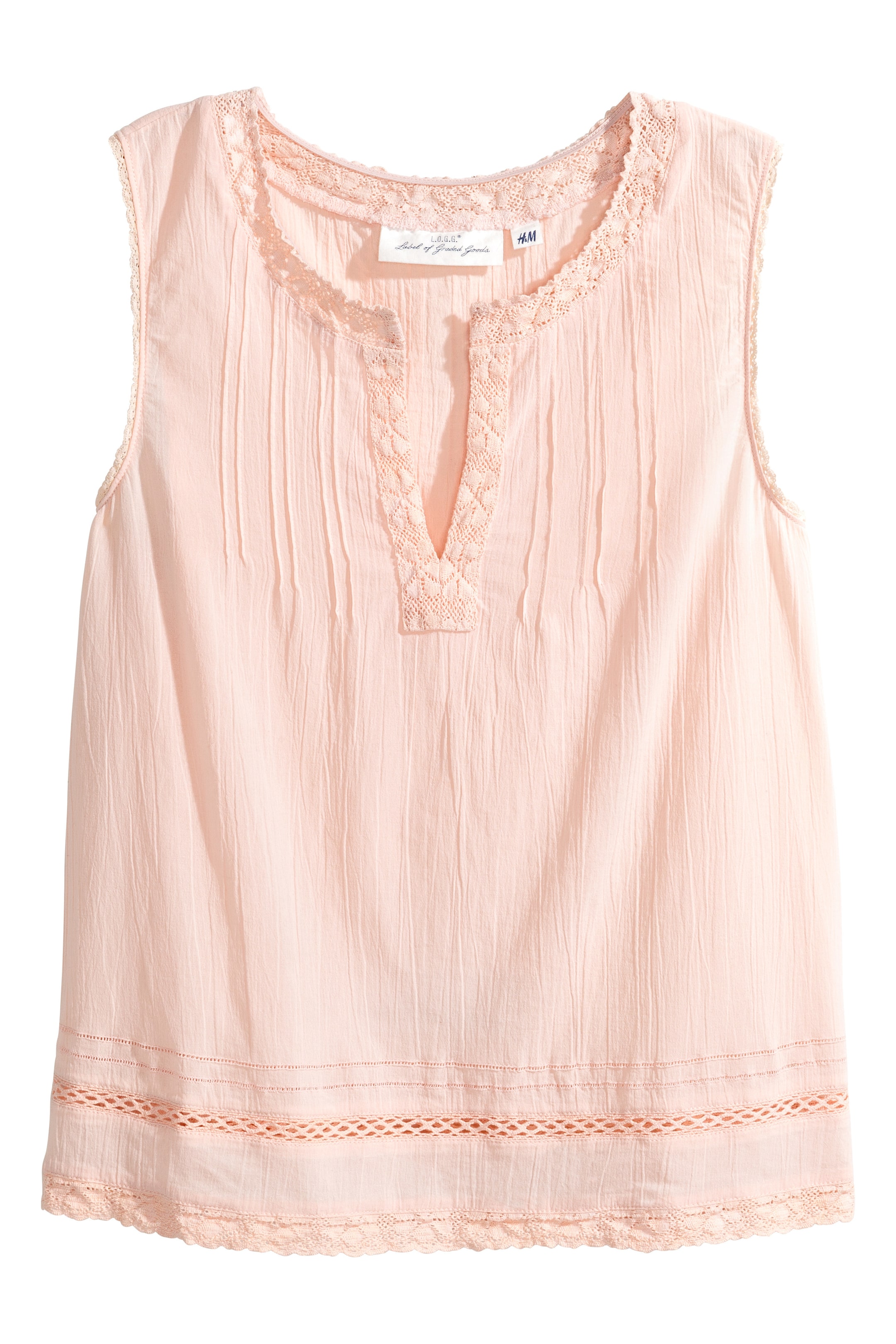 Näytä suurempi kuva: Rypytetty puuvillapusero - Puuteriroosa - NAISET | H&M FI 1