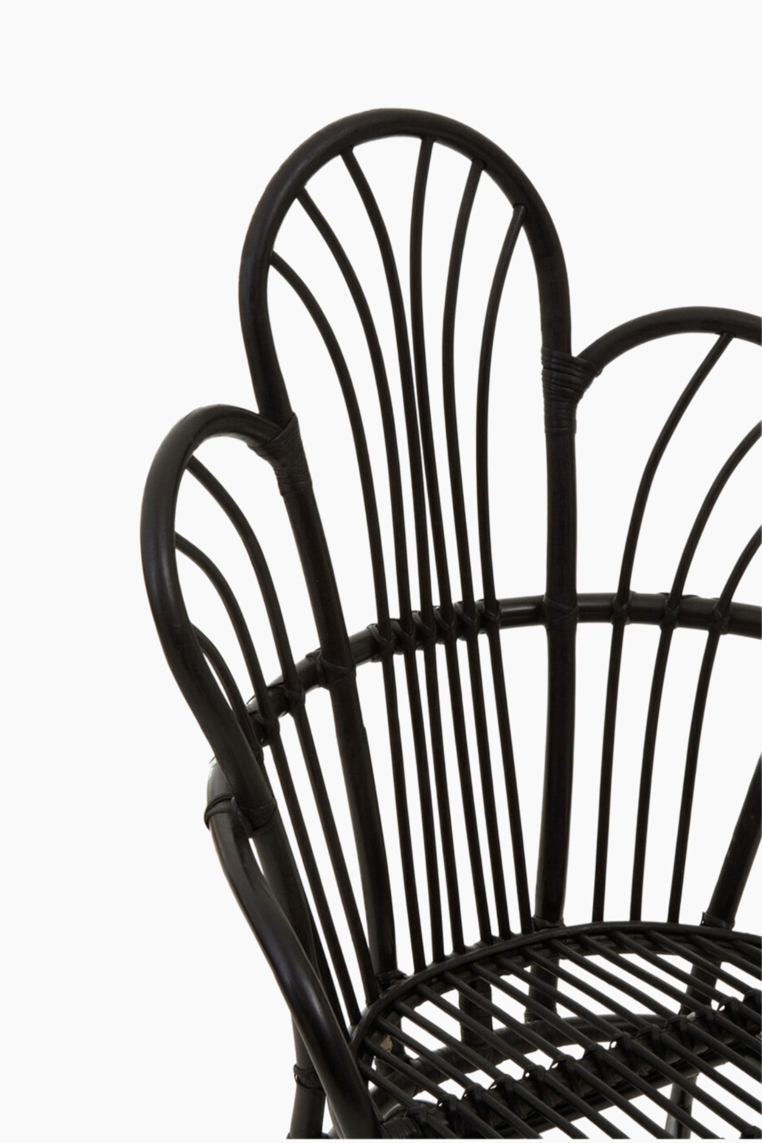 Java Rattan And Metal Scalloped Back Chair - Black - 5