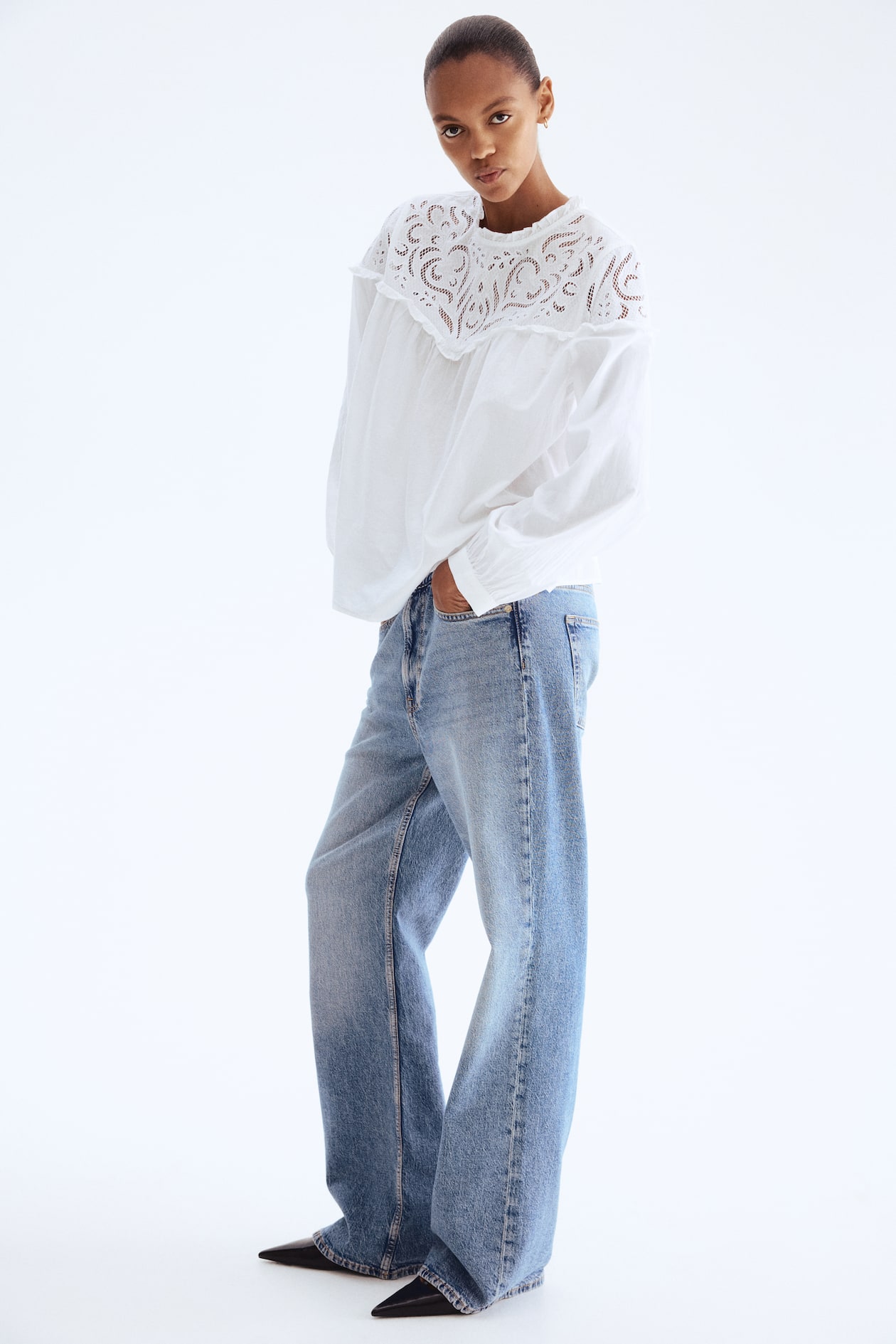Blouse with Eyelet Embroidery - image 3