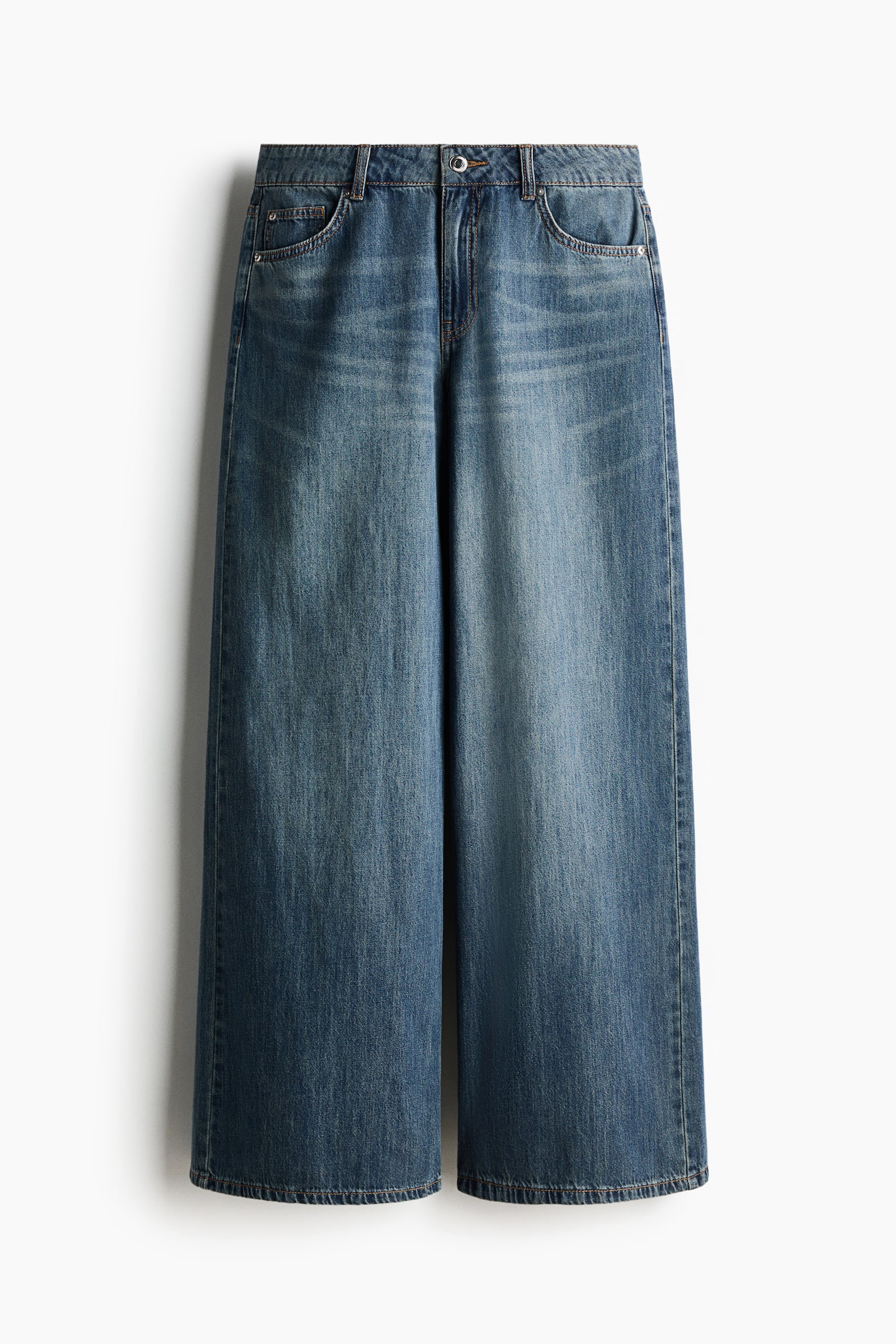 Wide Regular Waist Jeans - Azul denim/Azul denim oscuro/Gris - 2