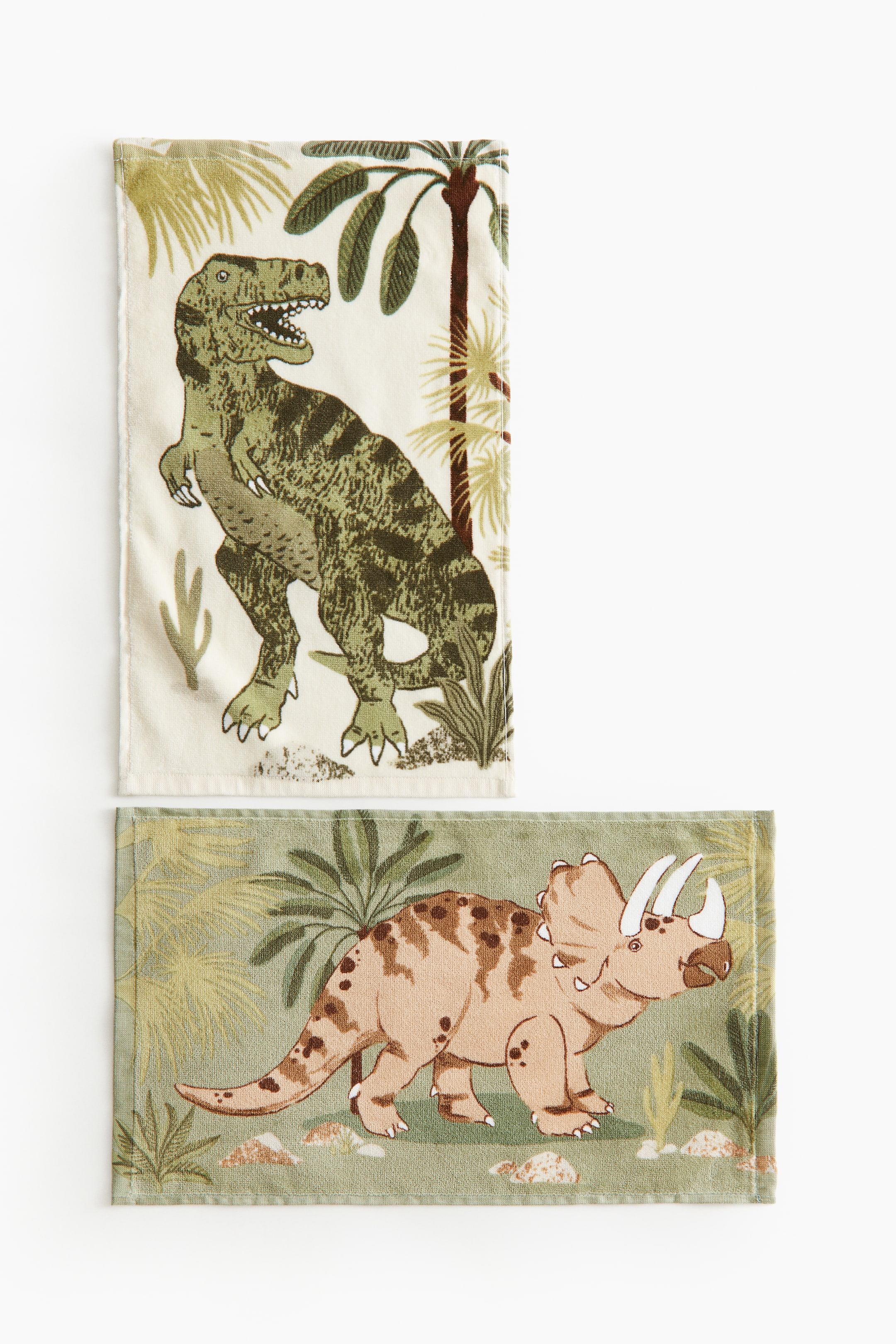 View larger image: 2-Pack Printed-Motif Guest Towels - Beige/dinosaurs - Home All | H&M US 2