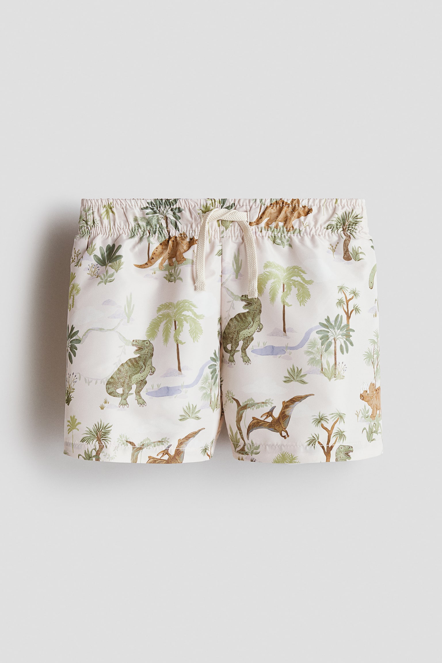 Printed swim shorts - Light beige/Dinosaurs