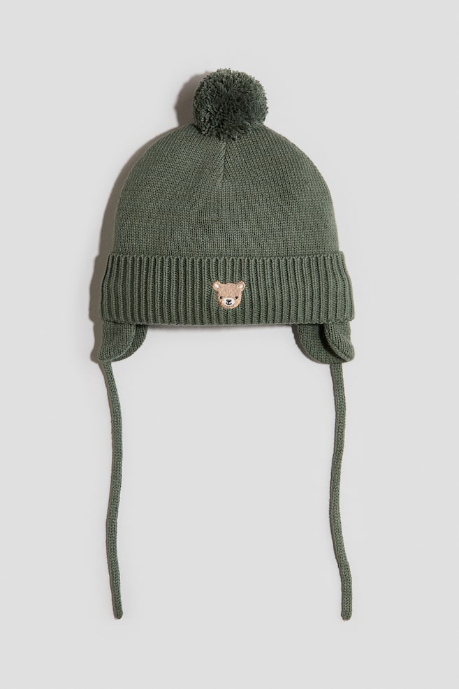 Fleecegefütterte Beanie mit Kinnband - Grün - 1