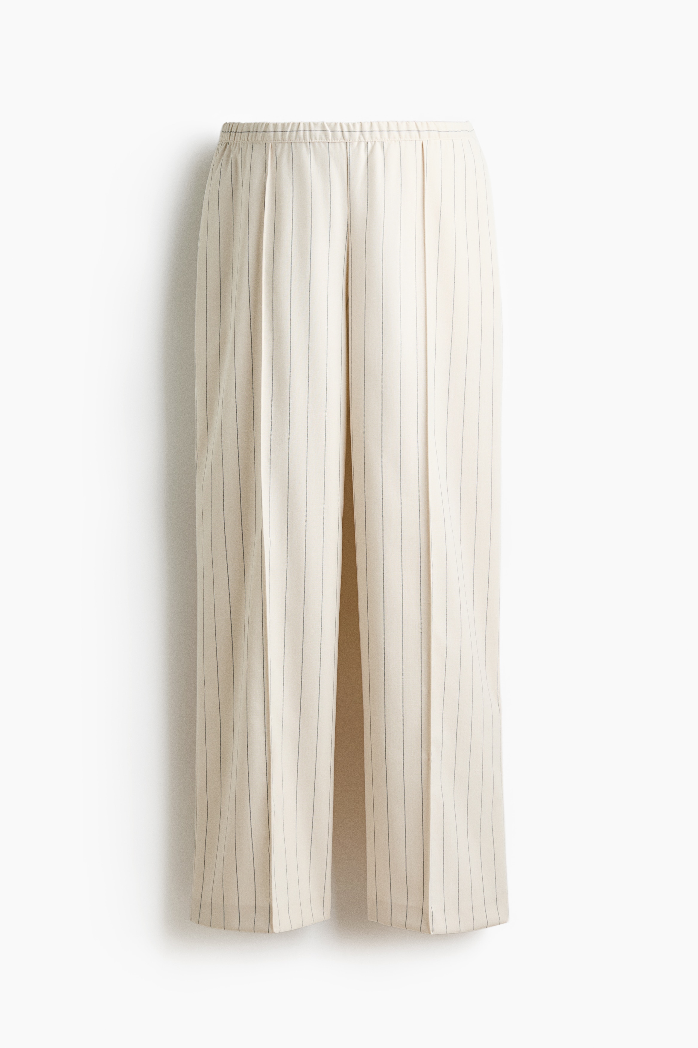 MAMA Calças largas vincadas Before & After - Creme/Riscas/Azul marinho/Castanho escuro