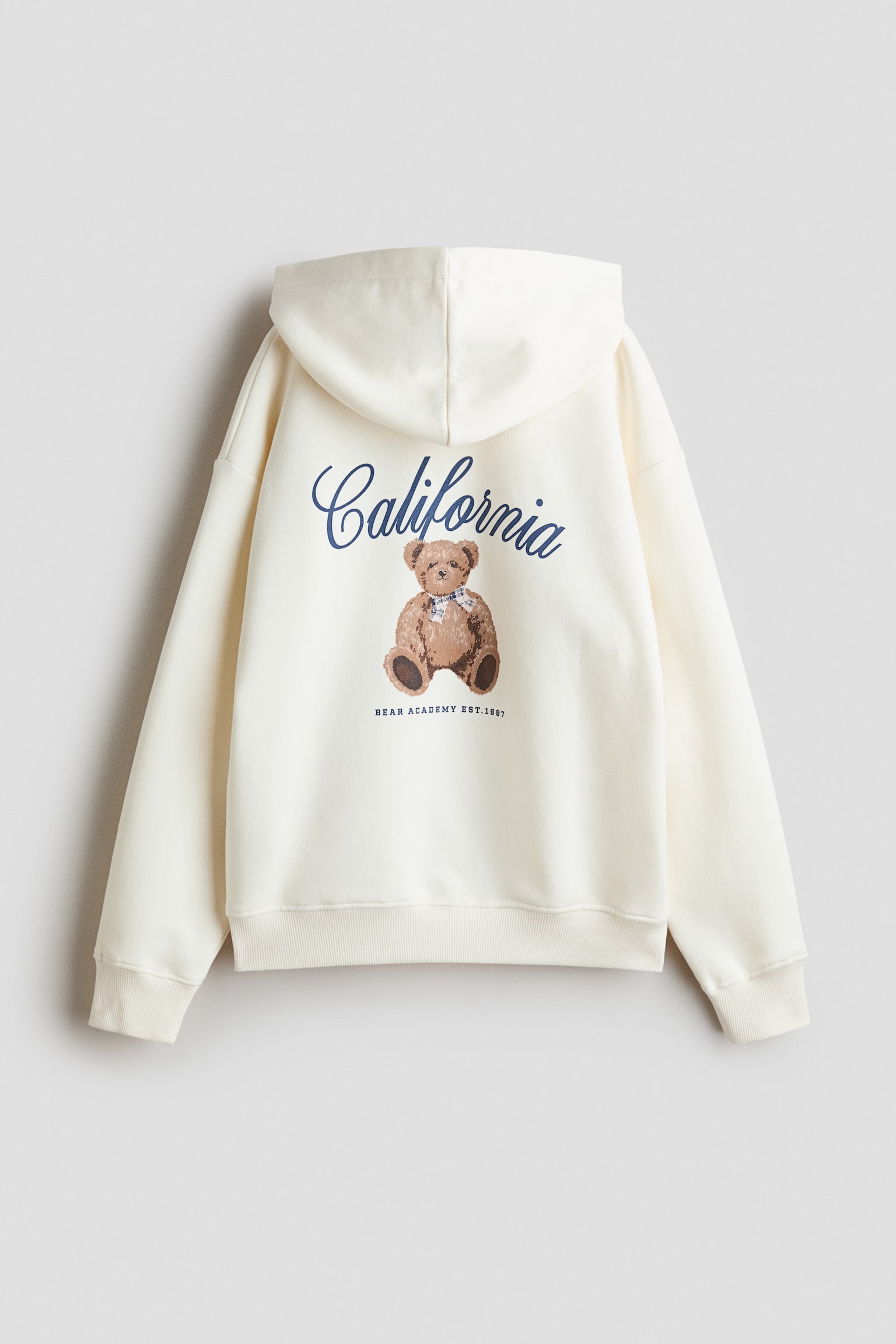 Embroidery-motif zip-through hoodie - Cream/Teddy bear/Grey marl/93/White/New York - 2