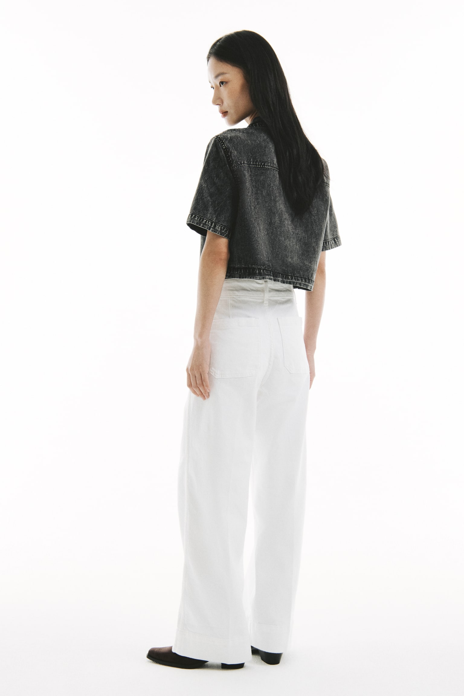 Boxy denim shirt - Denim grey/Powder pink - 3