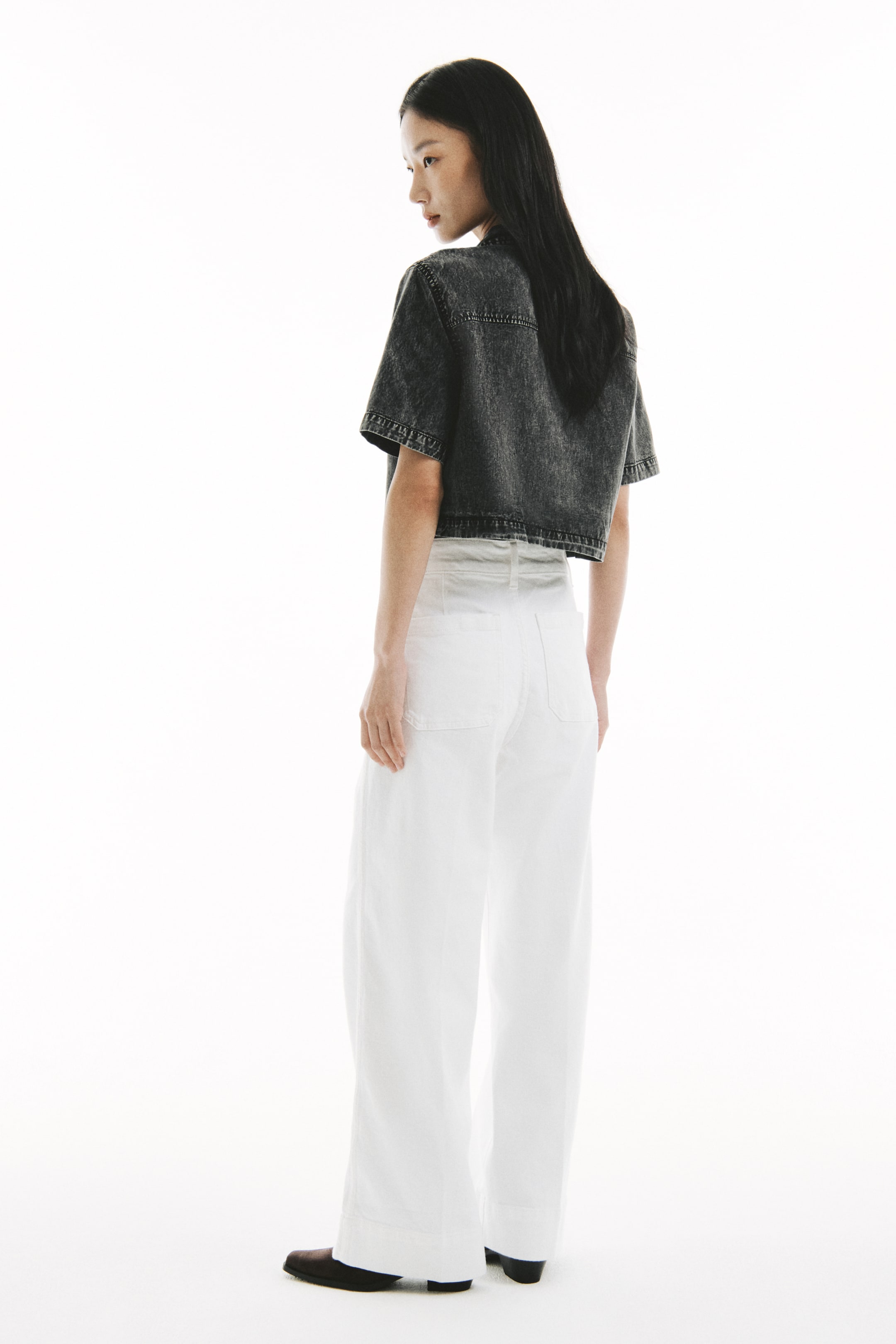 查看大圖: 方形剪裁丹寧襯衫 - 丹寧灰 - Ladies | H&M HK 3