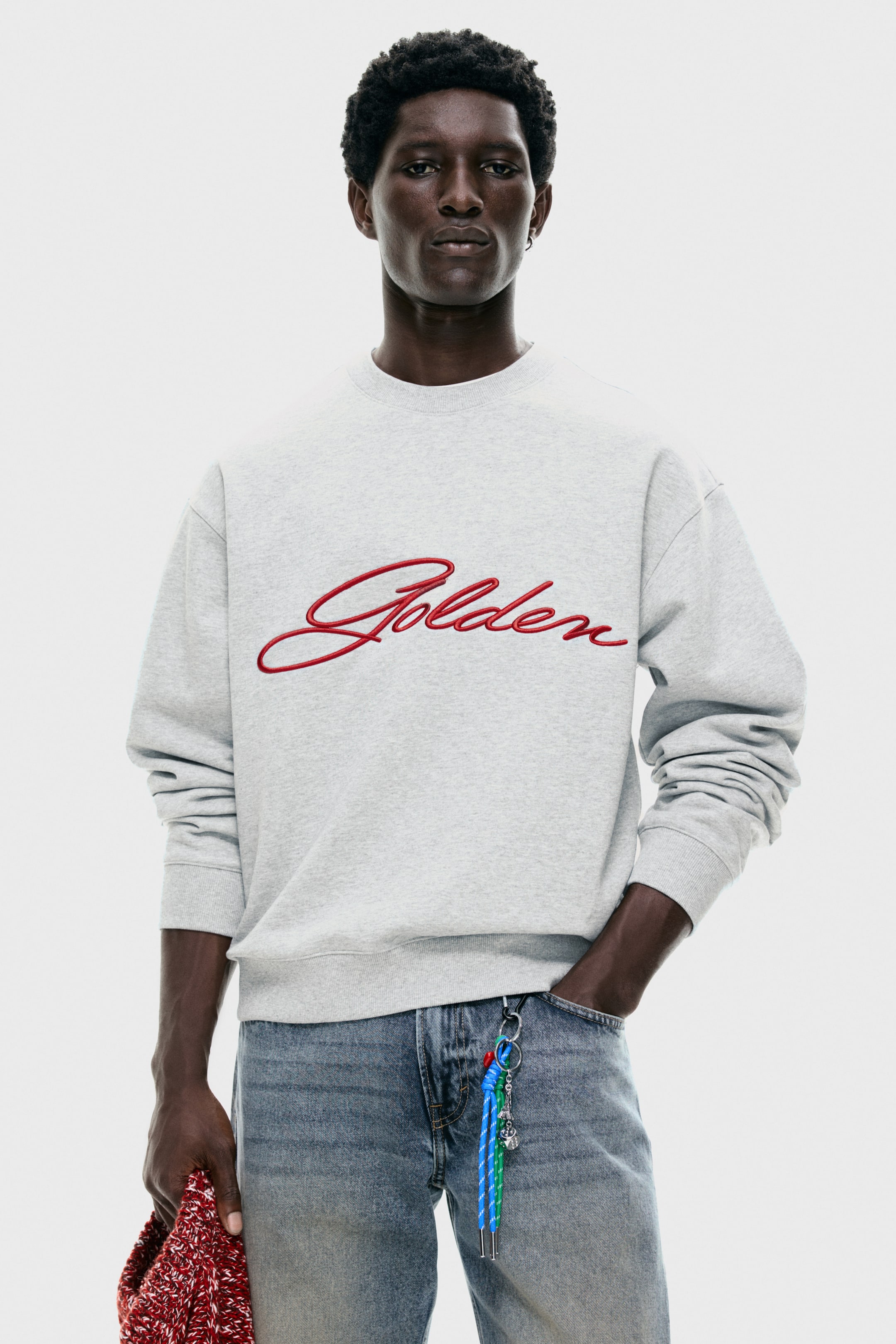 View larger image: Loose Fit Sweatshirt - Light grey marl/Golden - Men | H&M IN 3