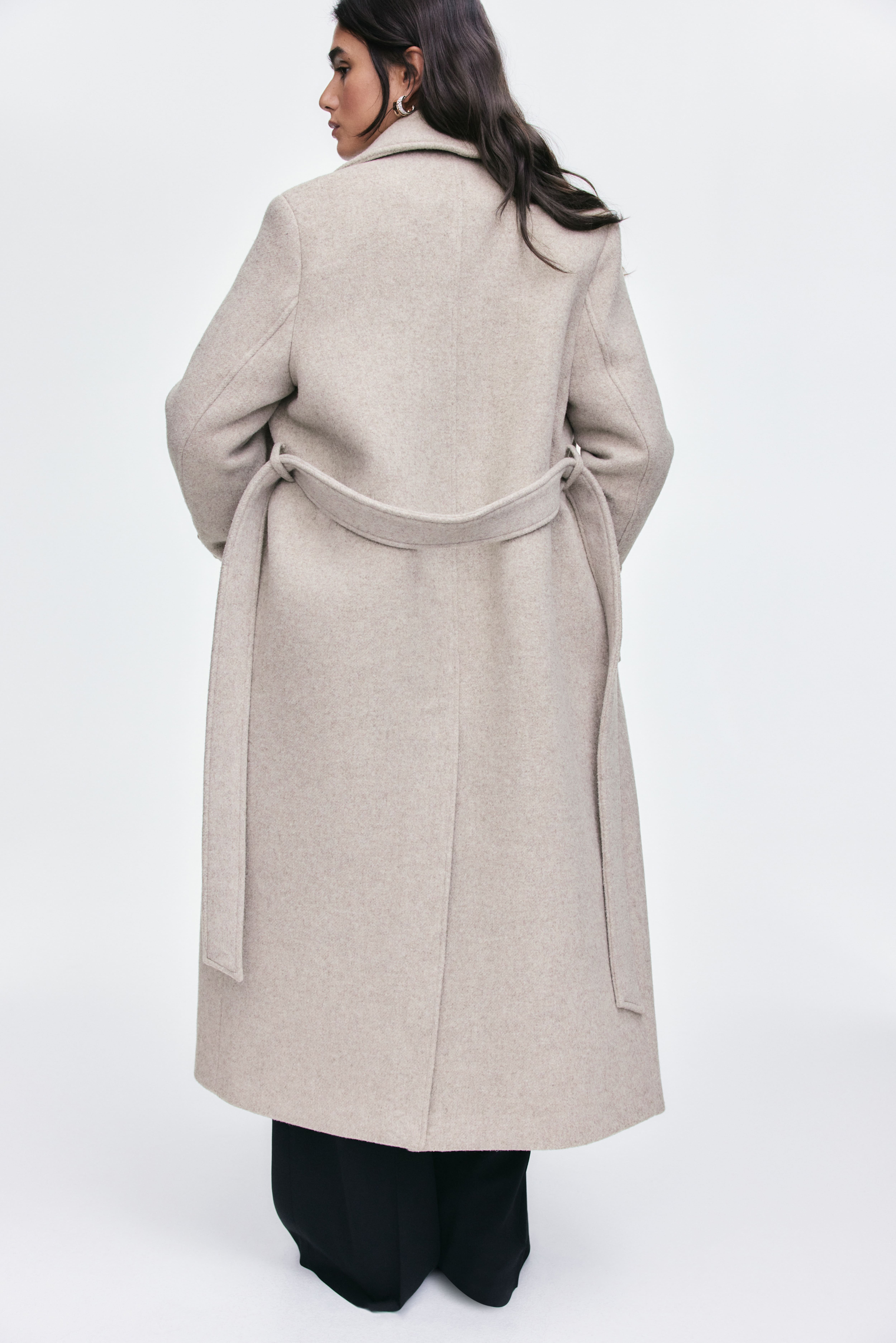 H&M long belted deals coat XS