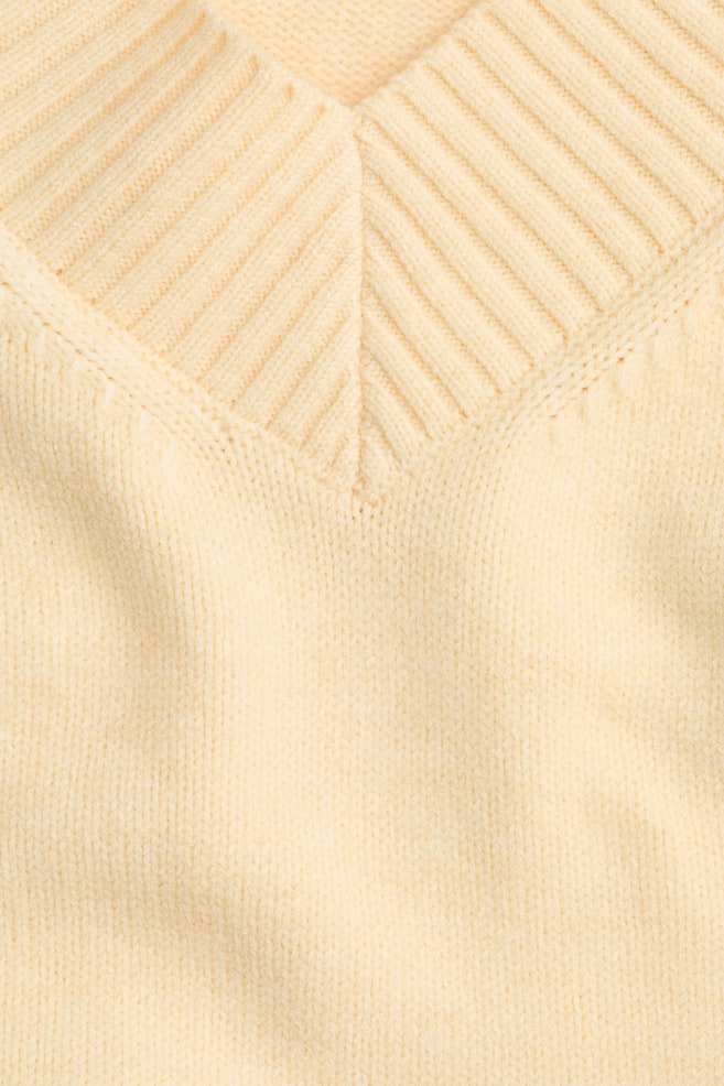 Pull à encolure en V-Jaune clair - 3