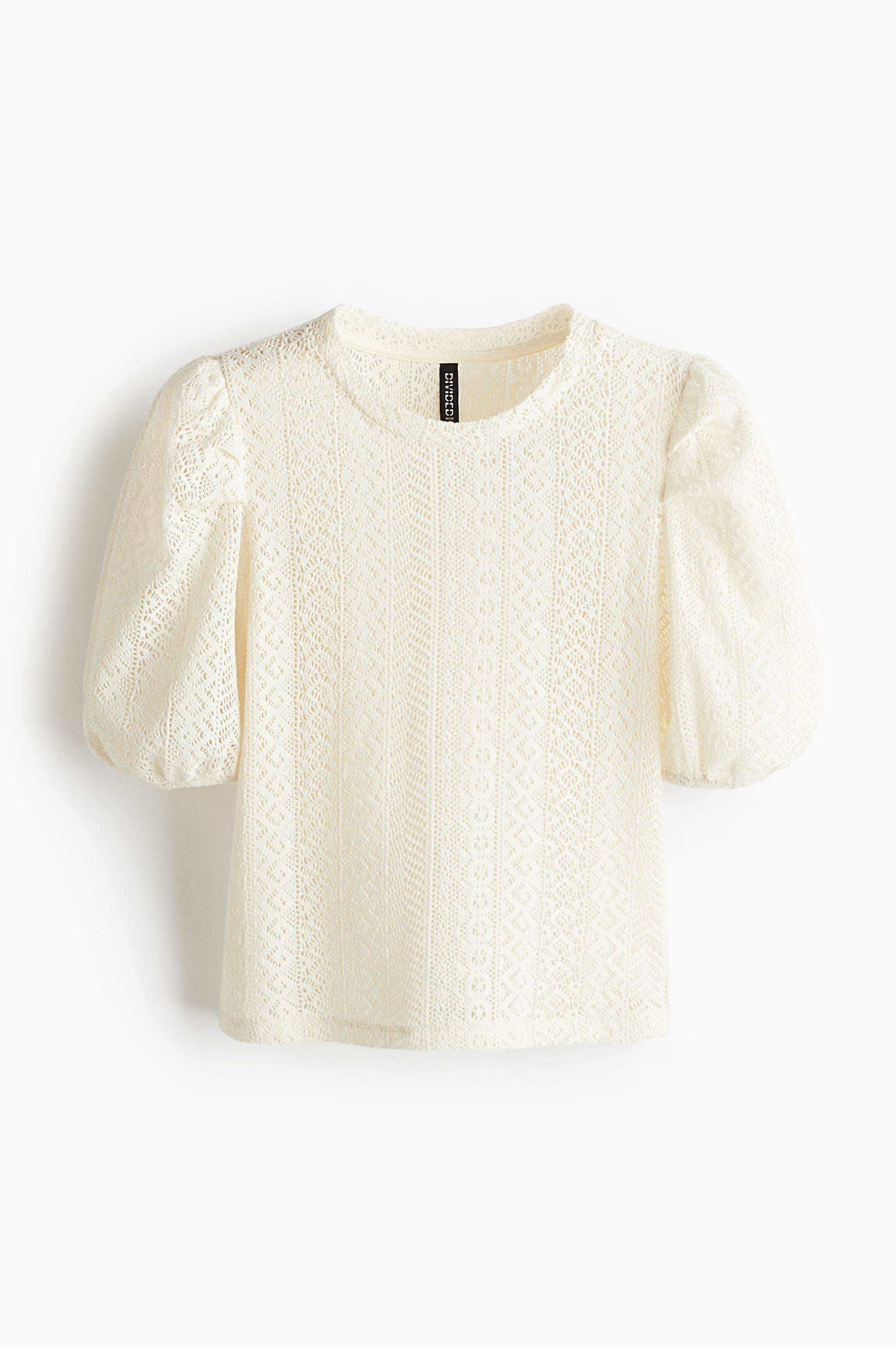 Женский топ H&M Puff-Sleeved Top, цвет: Кремовый — фото 1