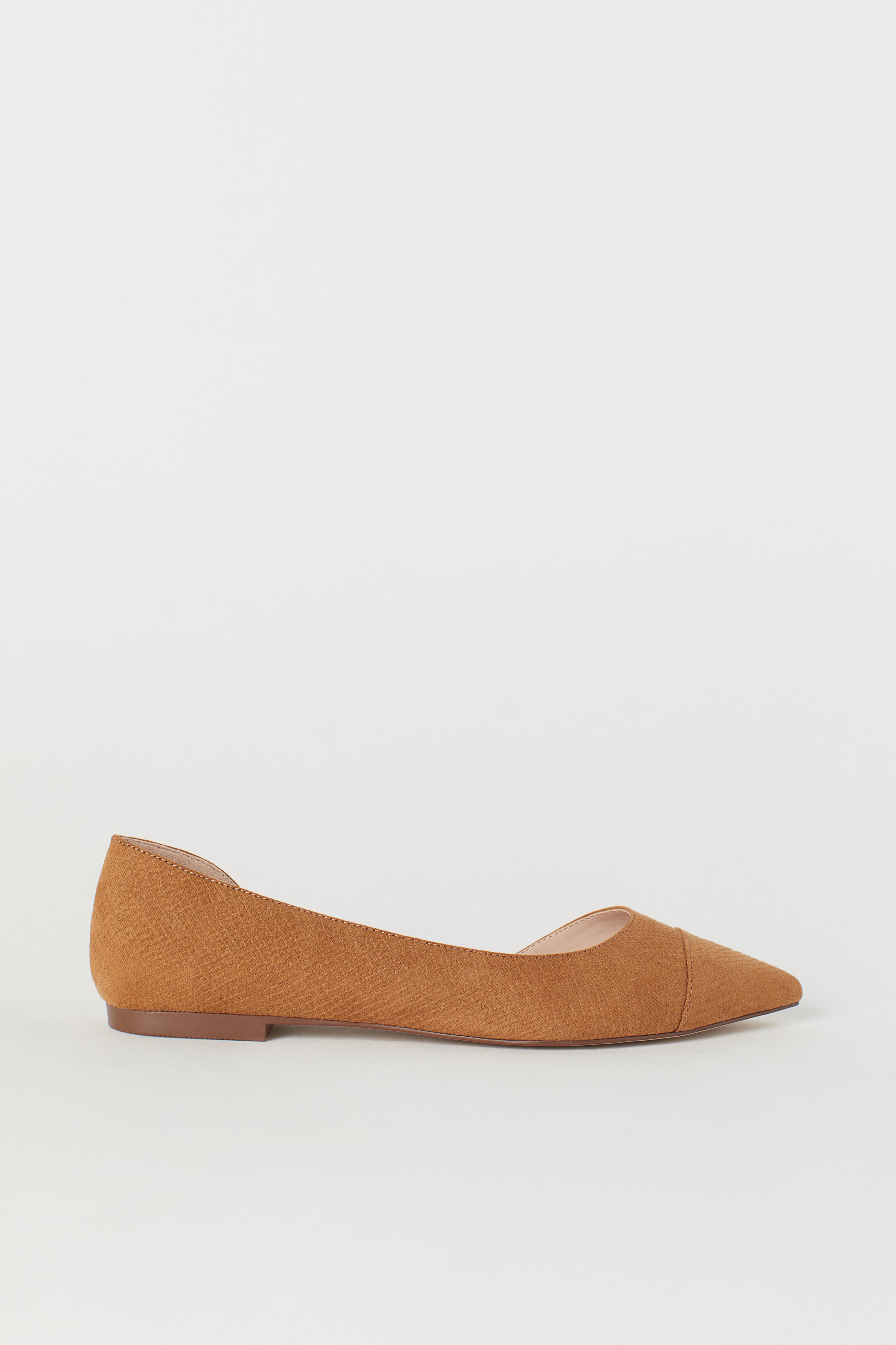 Tan leather pointed flats orders