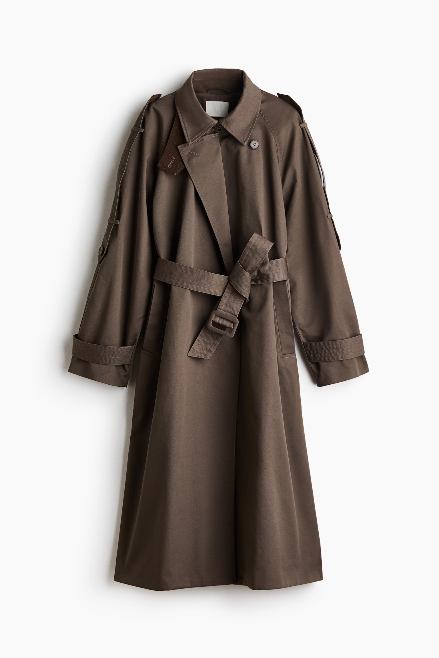 Oversized twill trench coat - Dark mole - 1