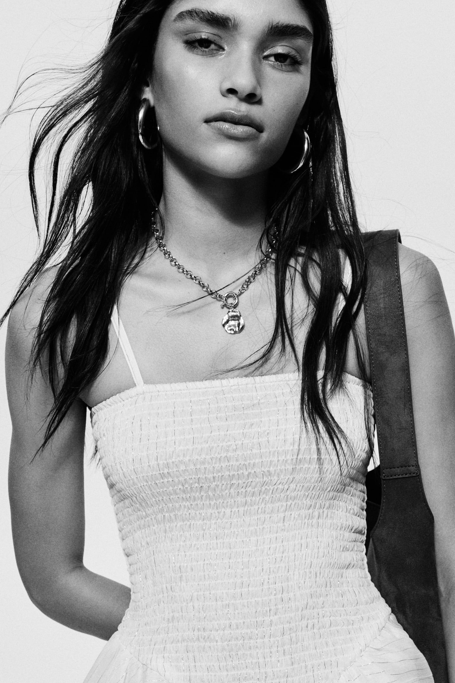 Smocked strappy dress - White/Gold-coloured - 5