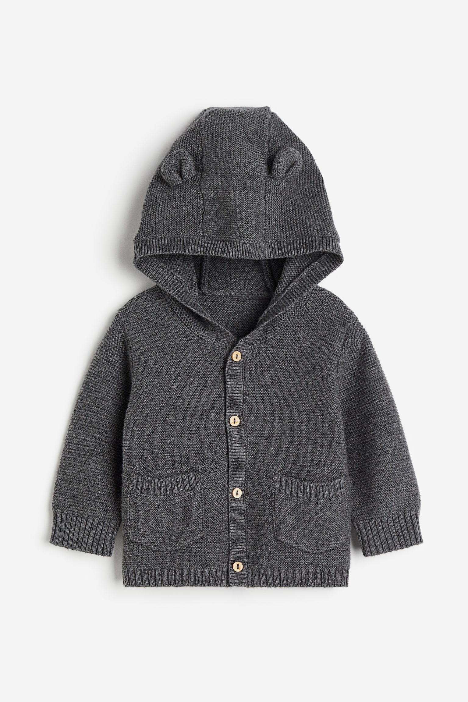 Hooded Cardigan - Dark grey/White - 1