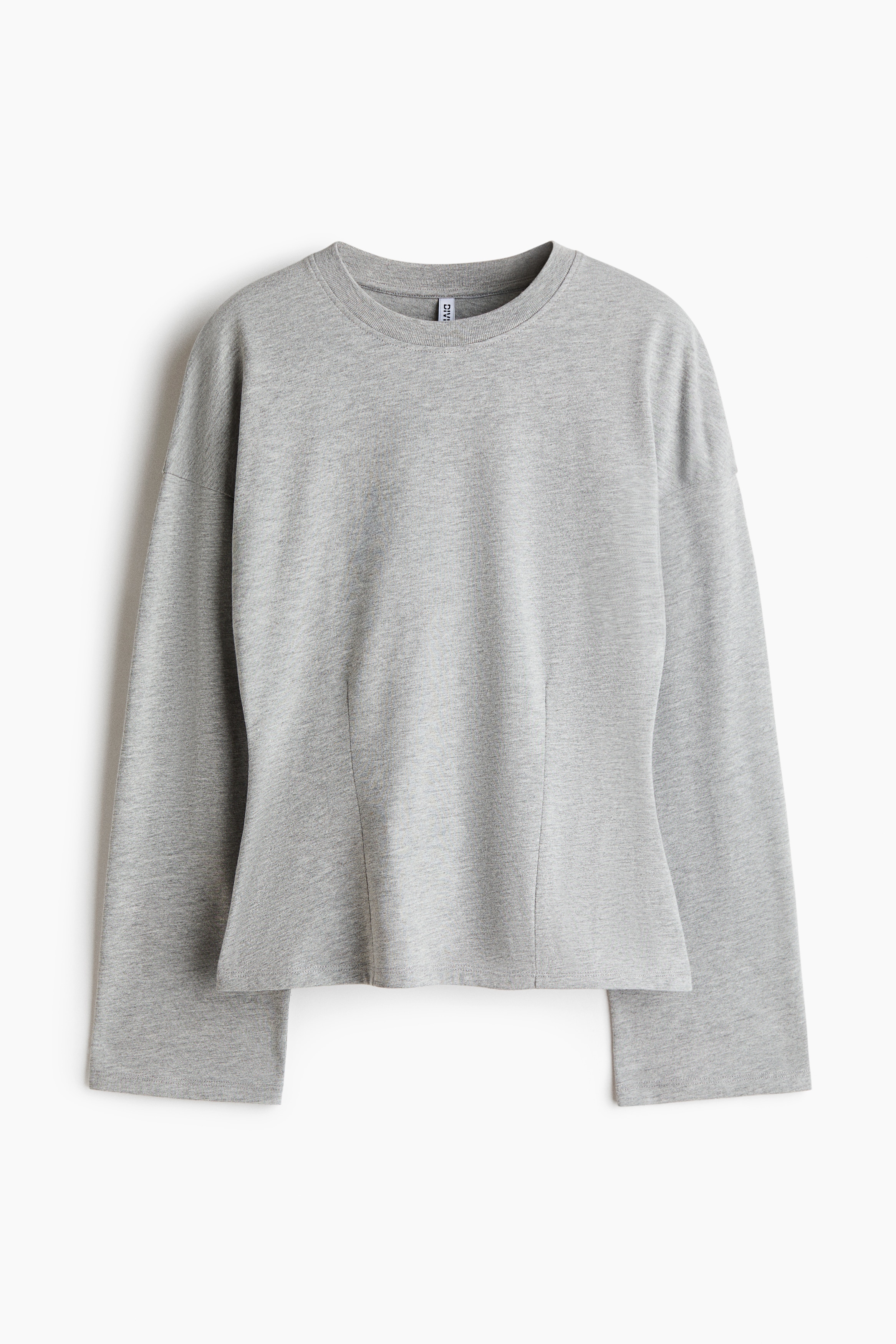 Waisted cotton jersey top - Harmaameleerattu/Kermanvaalea