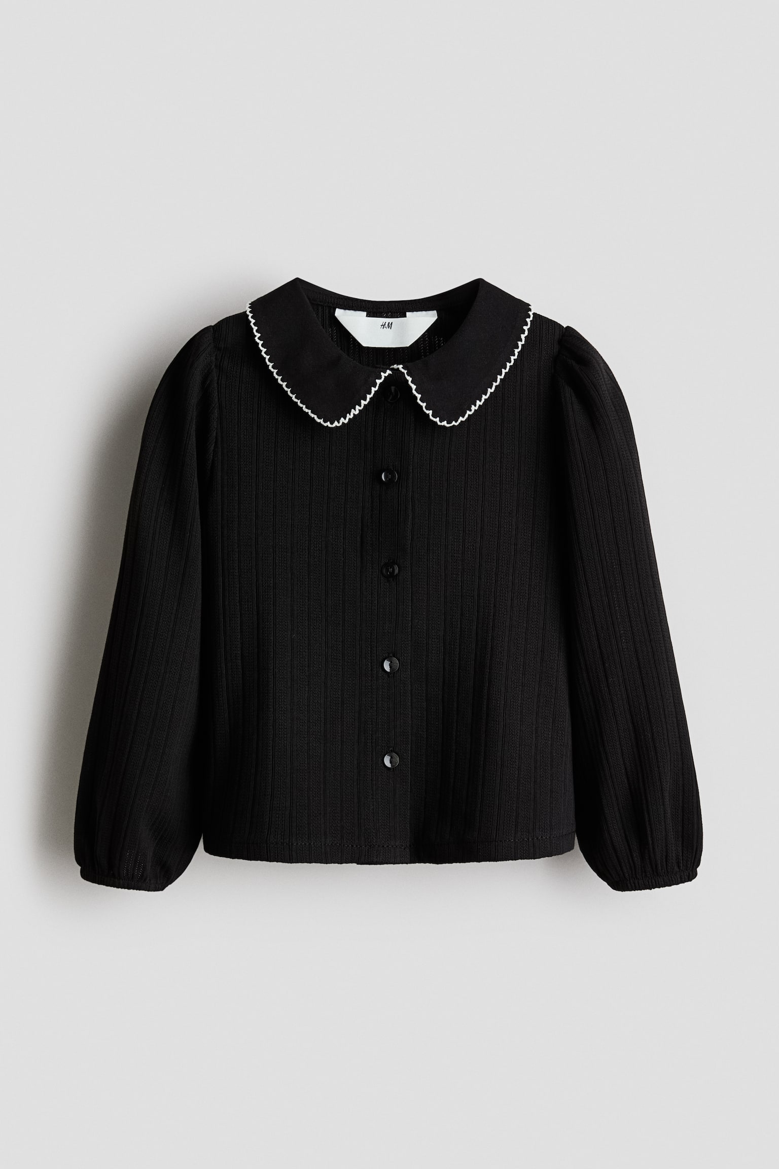 ポインテルニットブラウス - ブラック/ホワイト - 2