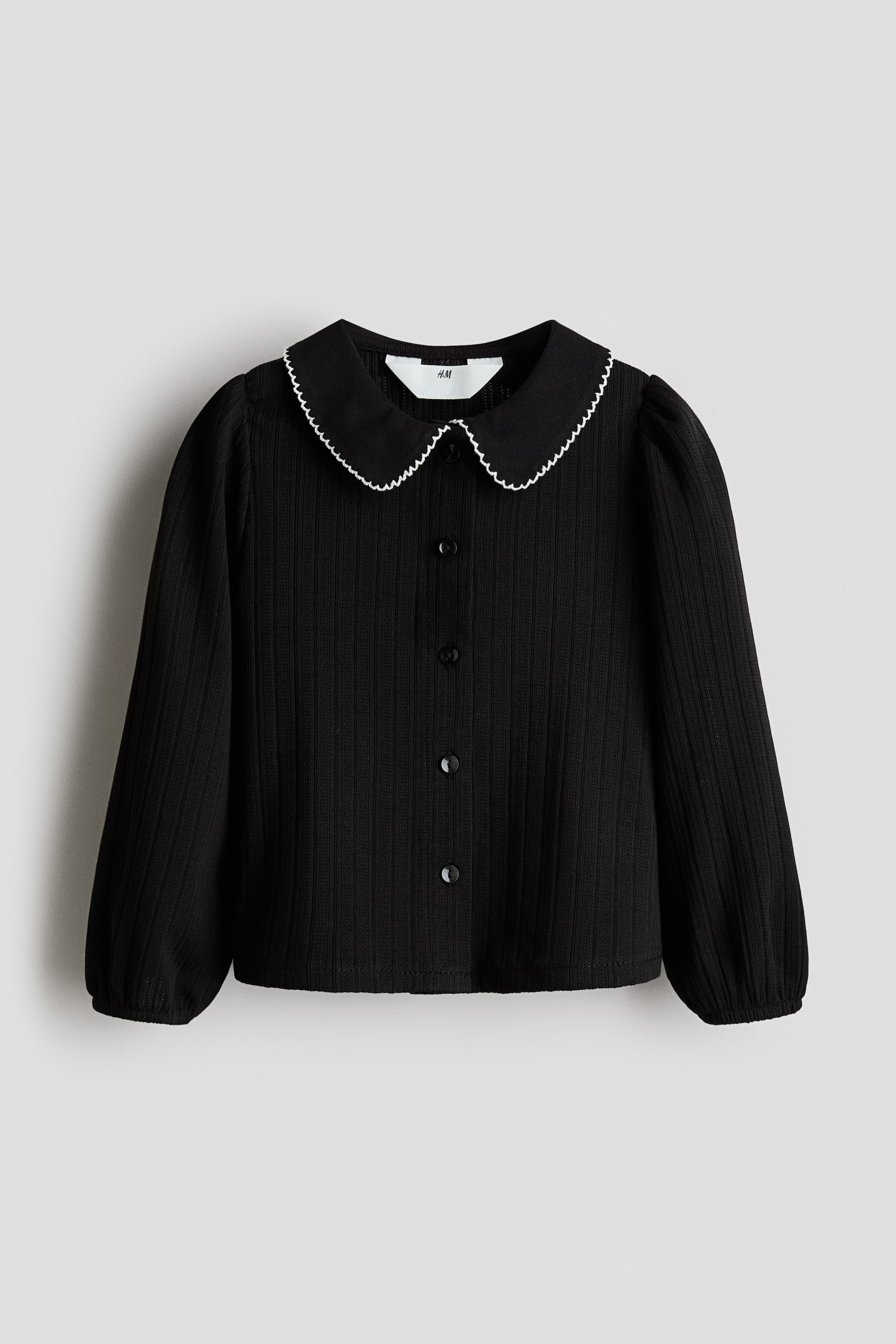 拡大画像を表示: ポインテルニットブラウス - ブラック - Kids | H&M JP 5