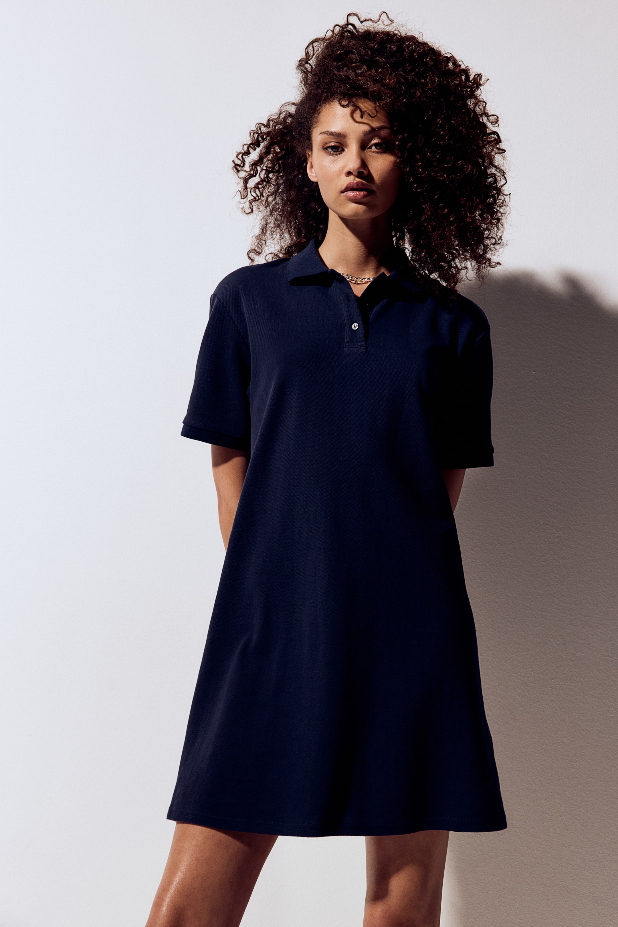 Cotton Piqué Dress with Collar