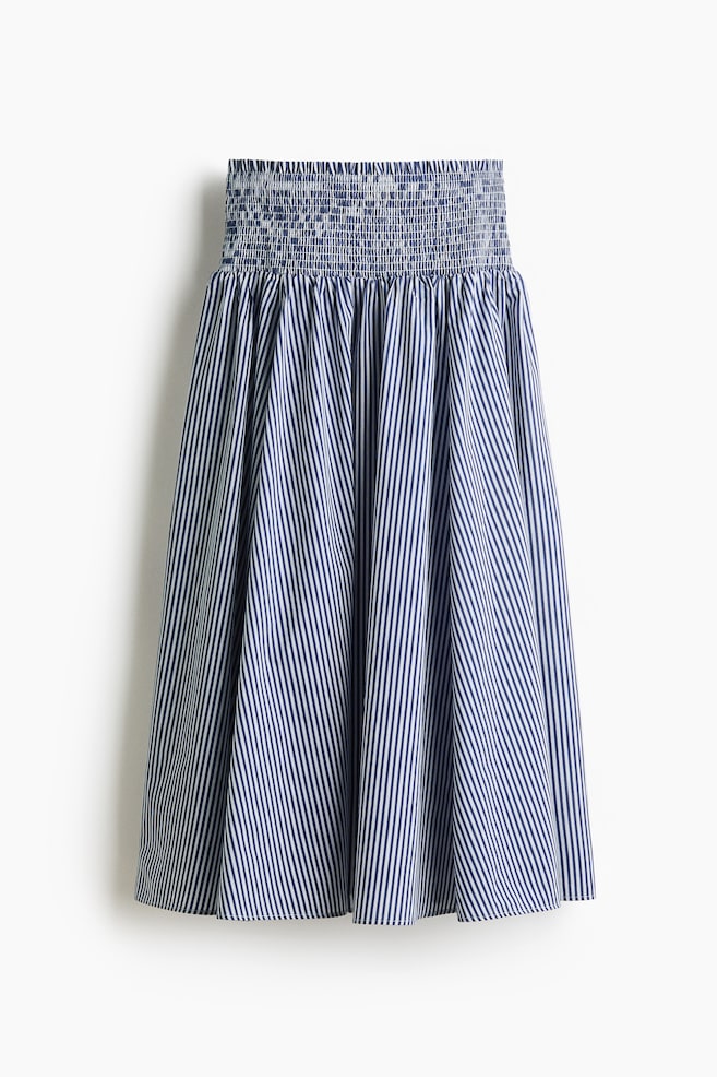 Smocked-waist skirt - Navy blue/Striped - 1