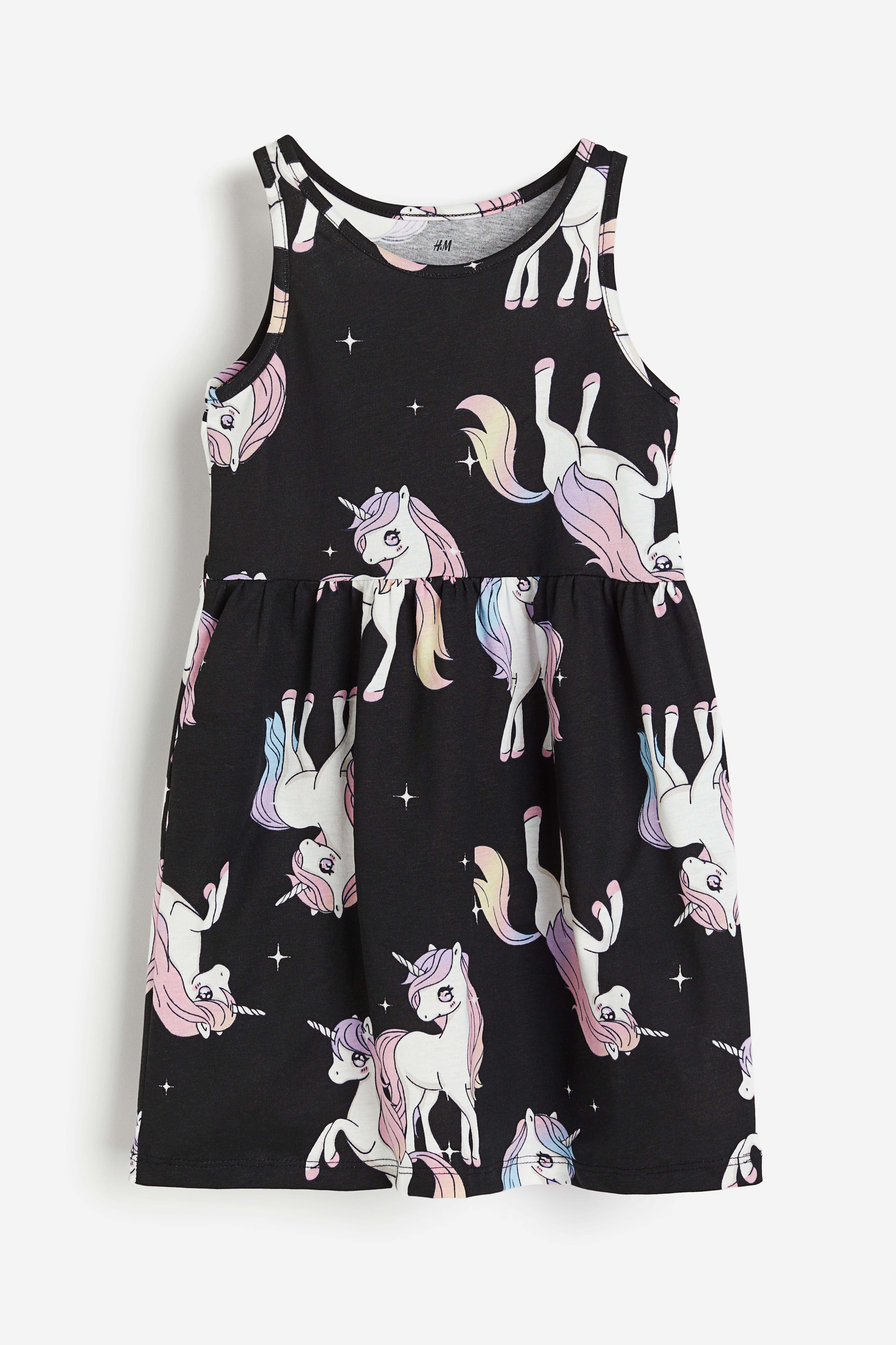 Patterned Cotton Dress Black unicorns Kids H M CA