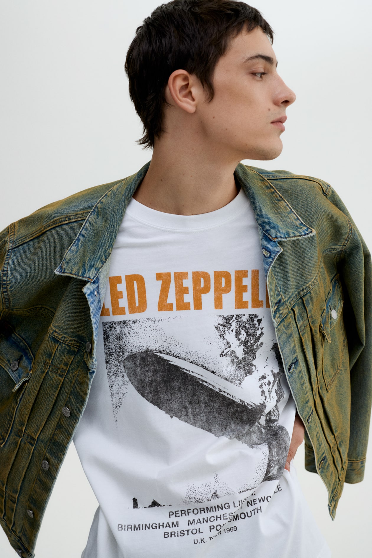 Loose Fit Printed T-shirt White/Led Zeppelin Men H&M GB