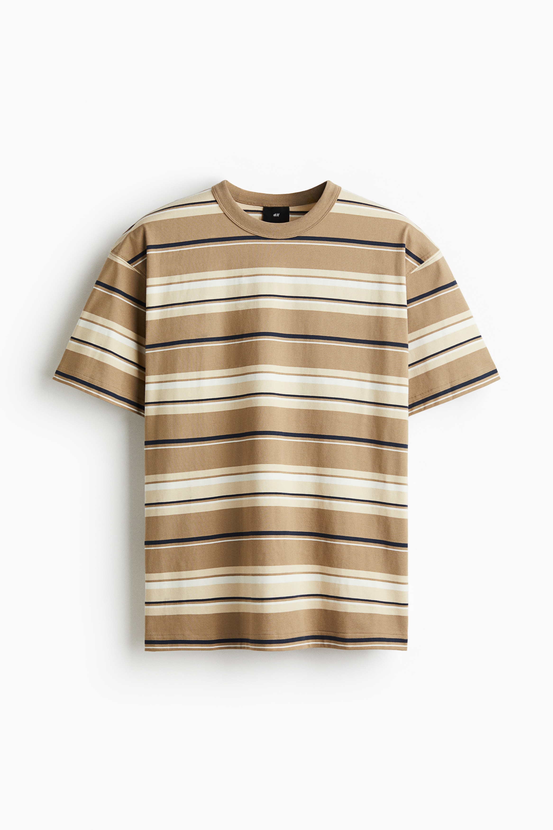 Loose Fit T-shirt - Beige/Striped/Dark grey/Striped