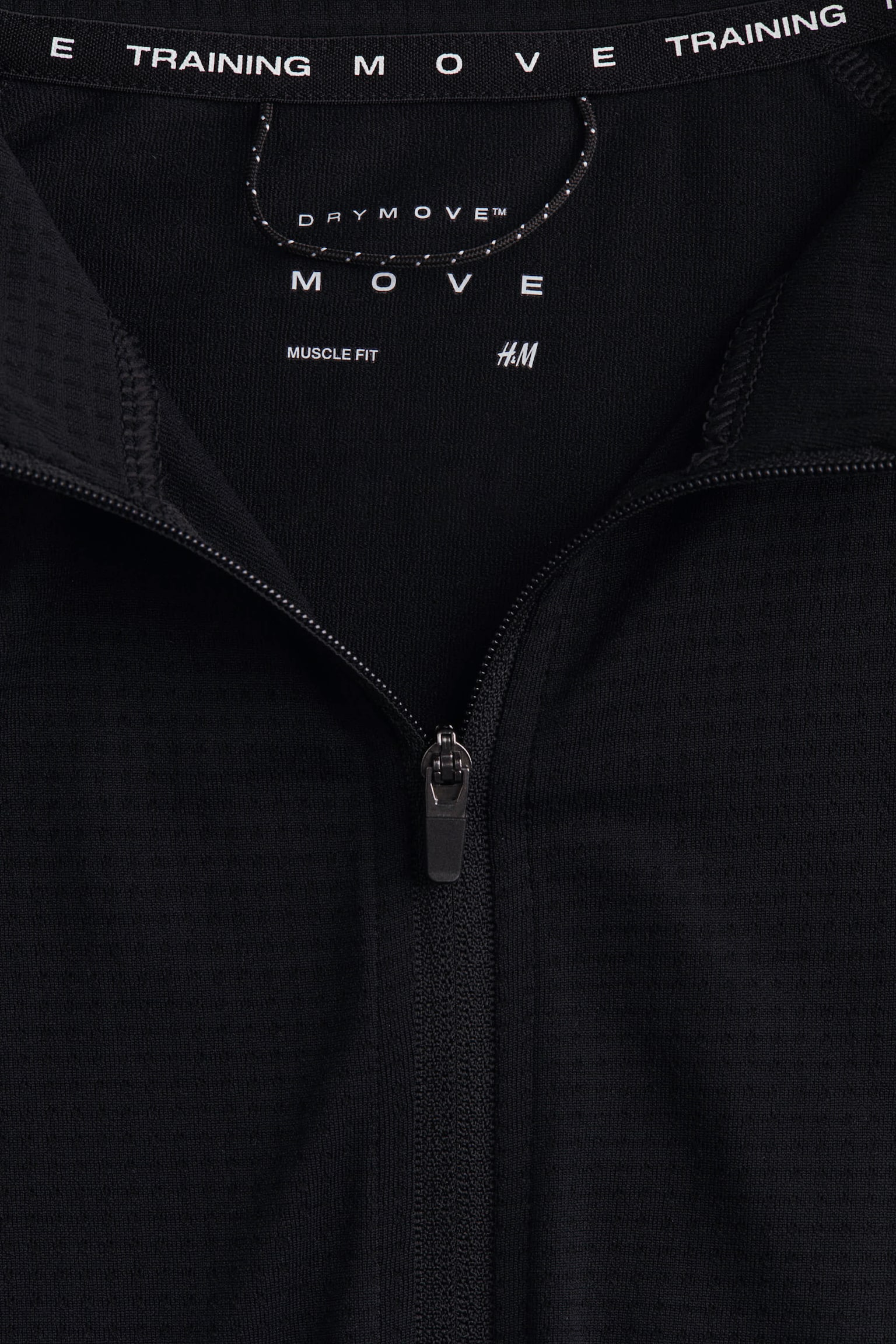 Мужская рубашка H&M Move Muscle-Fit Half-Zip Sports Shirt with DryMove™, цвет: Чёрный — фото 9