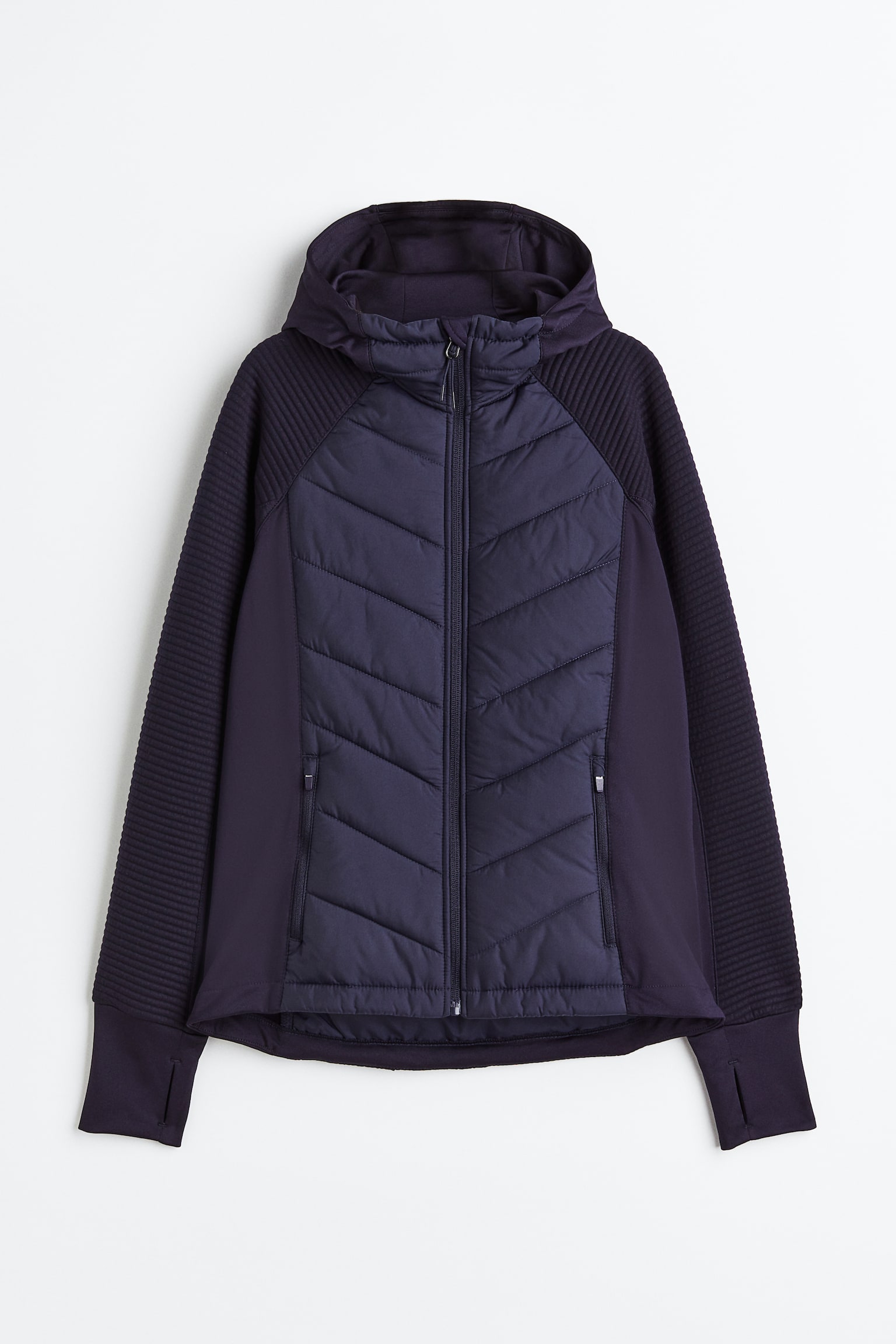 Padded Hooded Outdoor Jacket - Navy blue/Black - 1